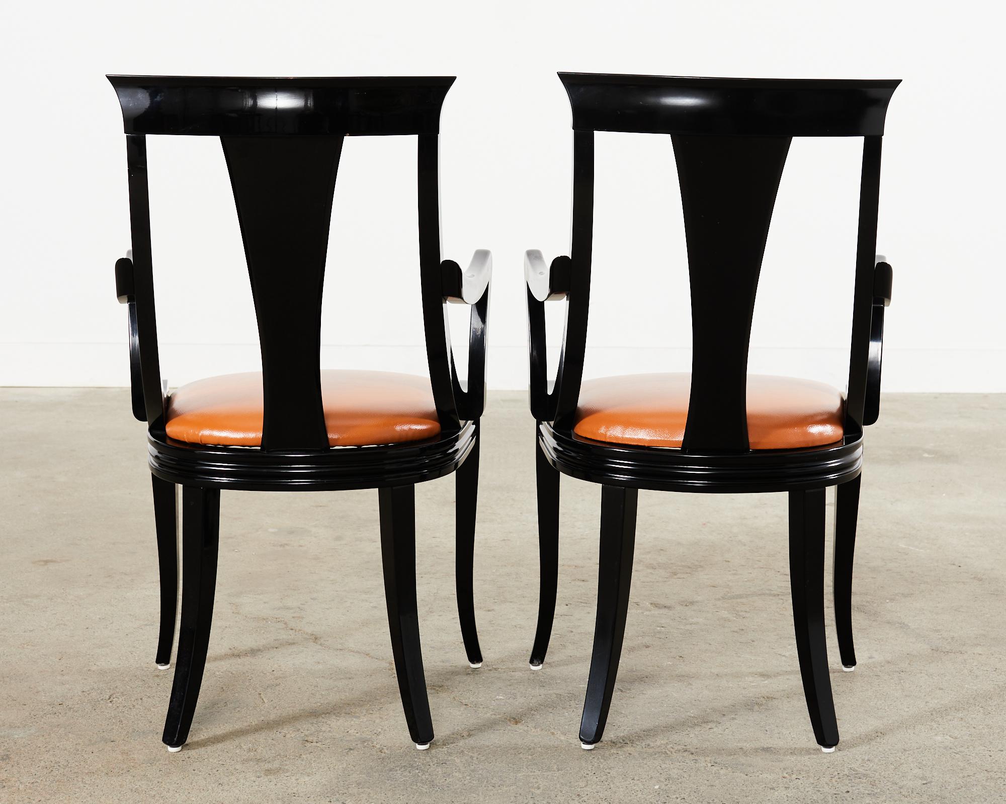 Set of Six Pietro Costantini Lacquered Gondola Dining Chairs For Sale 4