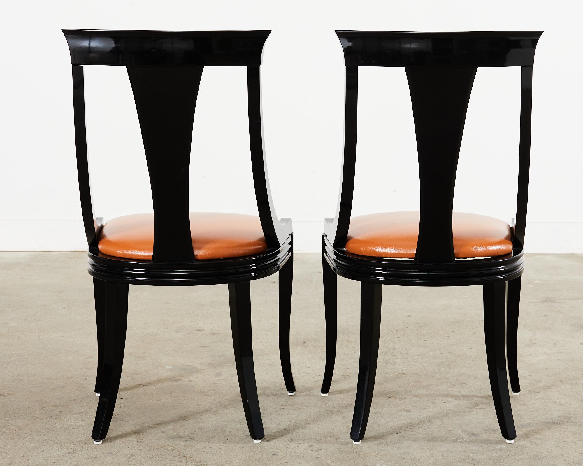 Set of Six Pietro Costantini Lacquered Gondola Dining Chairs For Sale 12