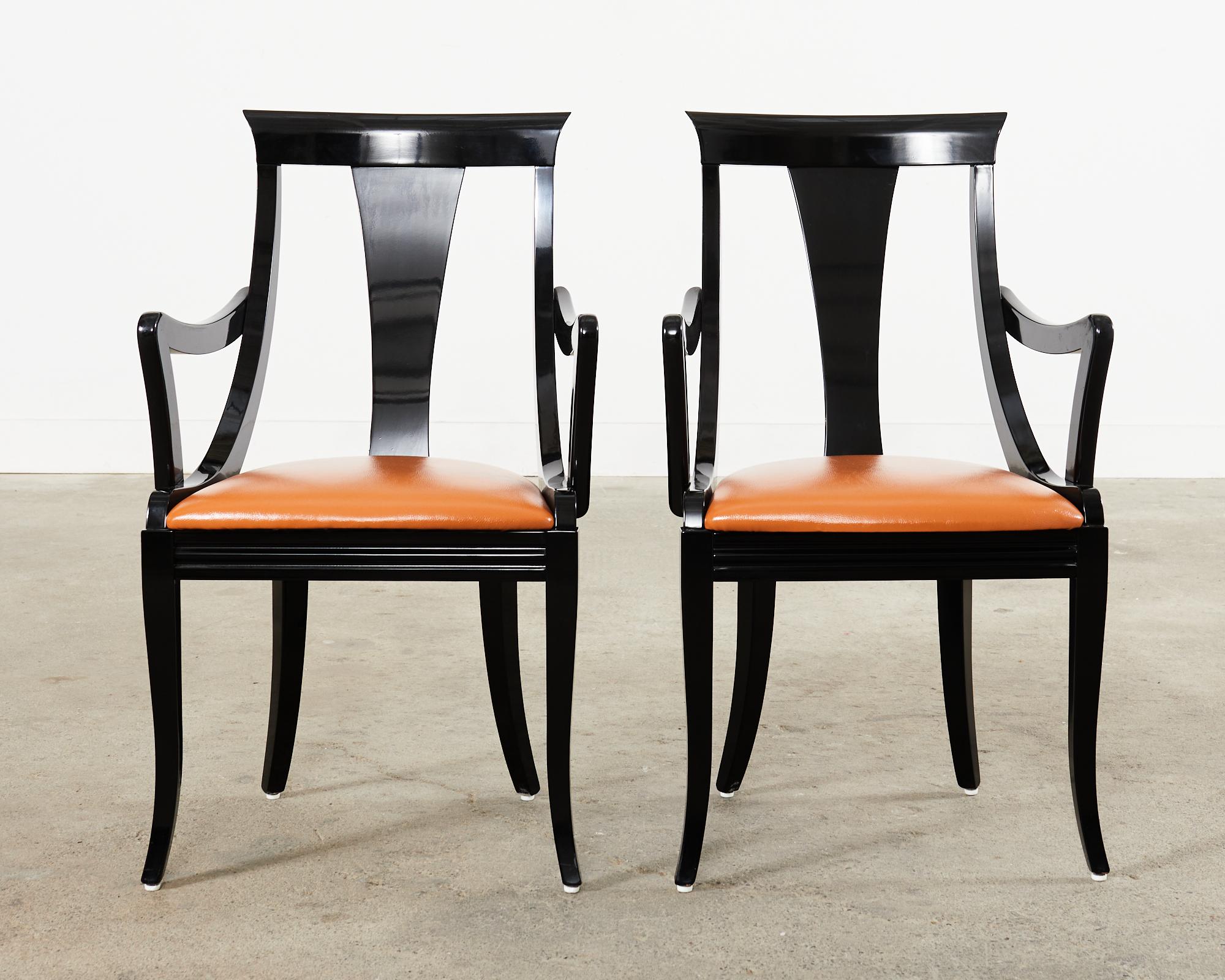 Italian Set of Six Pietro Costantini Lacquered Gondola Dining Chairs For Sale