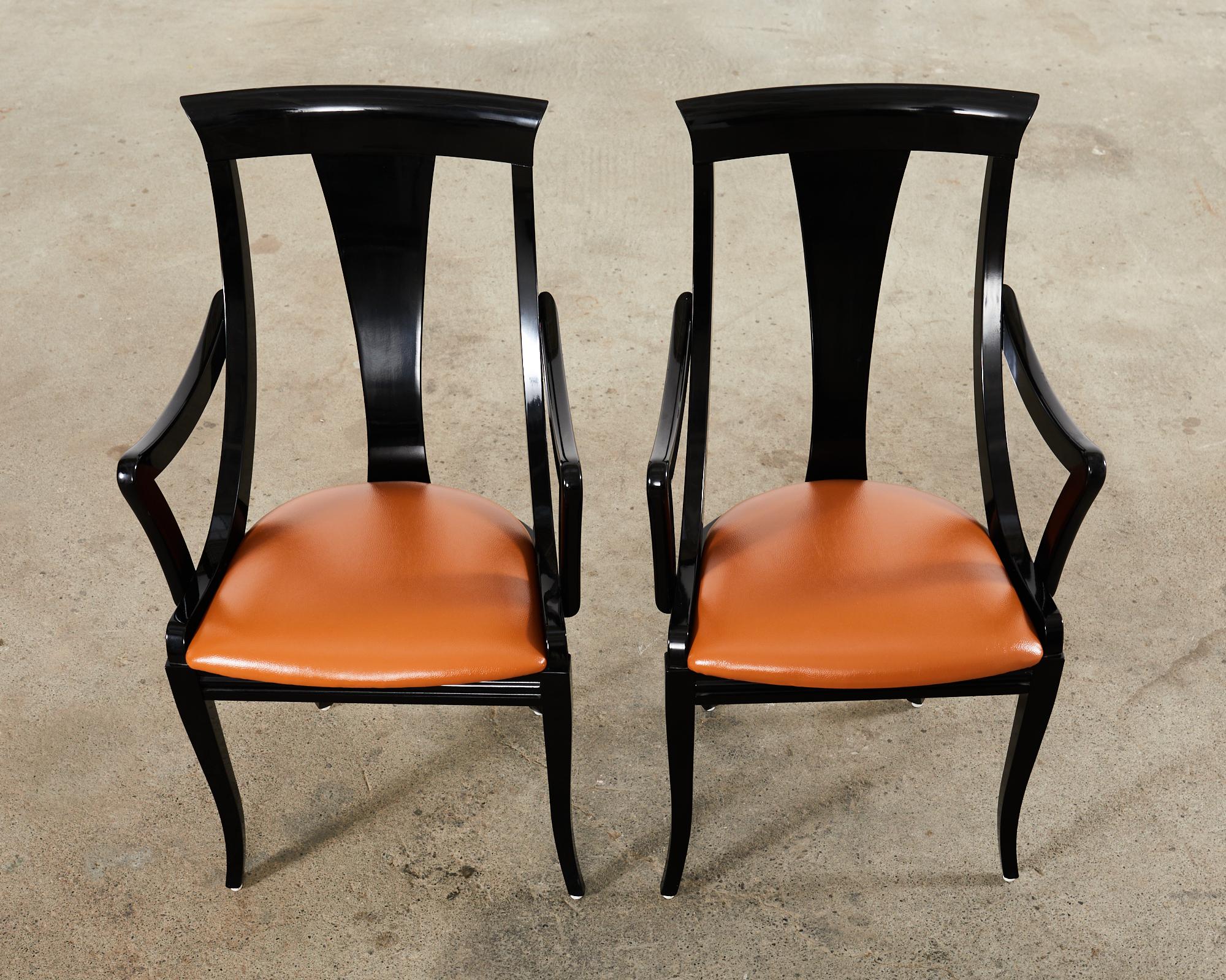 Set of Six Pietro Costantini Lacquered Gondola Dining Chairs In Good Condition For Sale In Rio Vista, CA