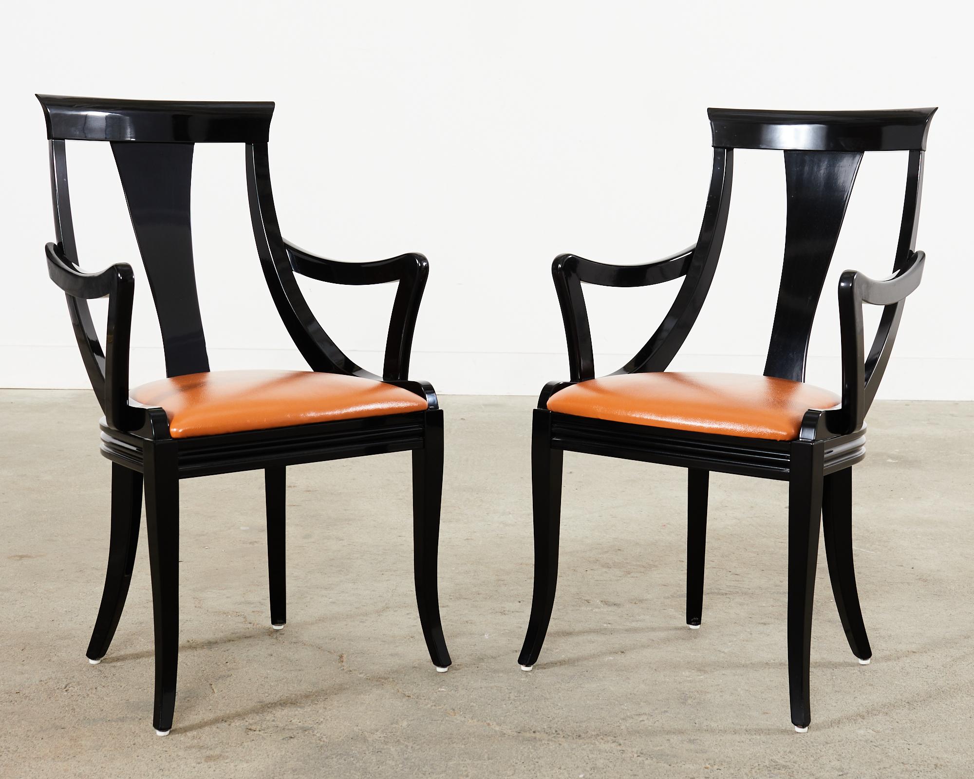 20th Century Set of Six Pietro Costantini Lacquered Gondola Dining Chairs For Sale