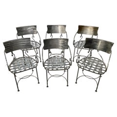 Set of Six Italian Hand Wrought Silver Steel Dining Armchairs