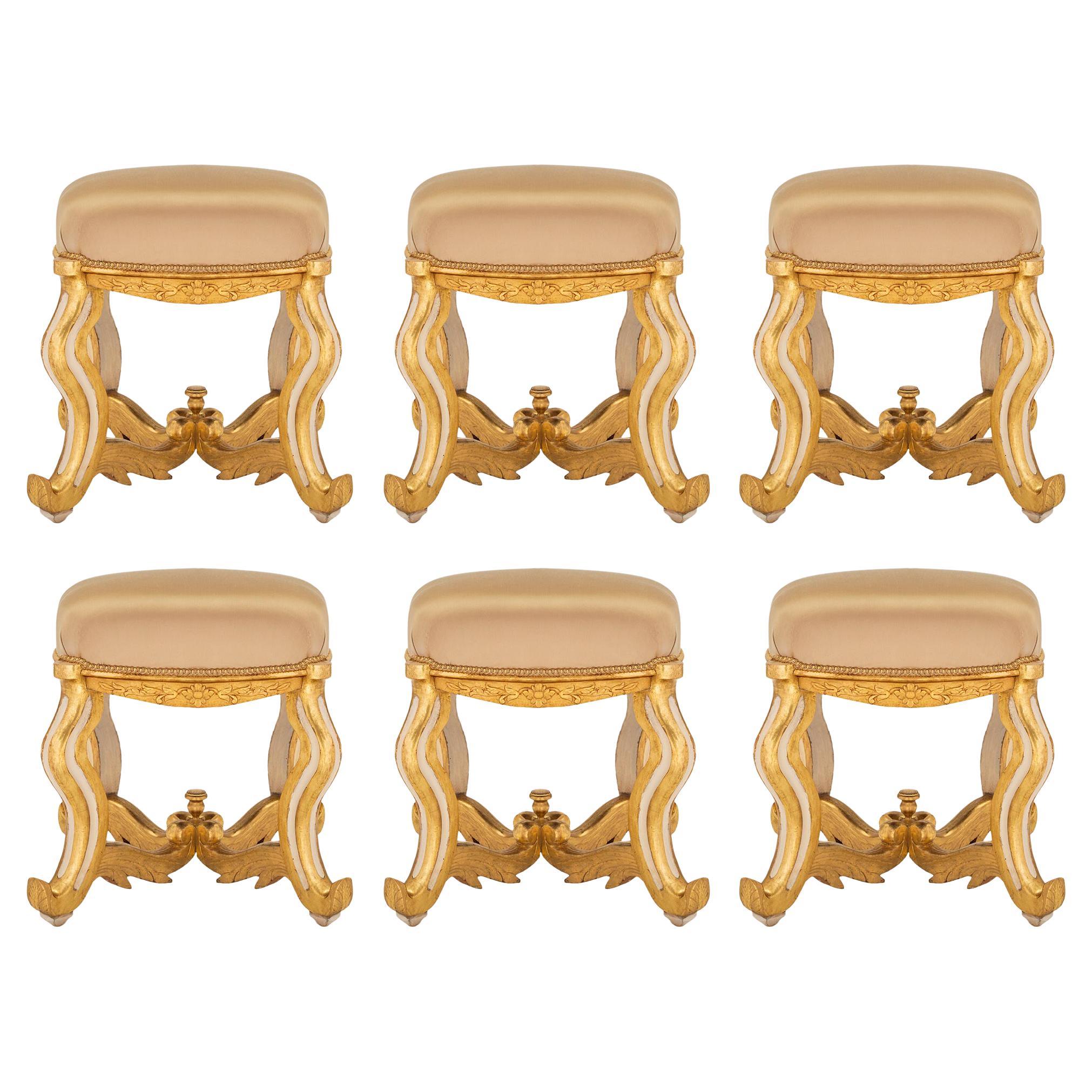 Set of Six Italian Late 18th-Early 19th Century Tuscan Stools For Sale