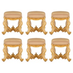 Antique Set of Six Italian Late 18th-Early 19th Century Tuscan Stools