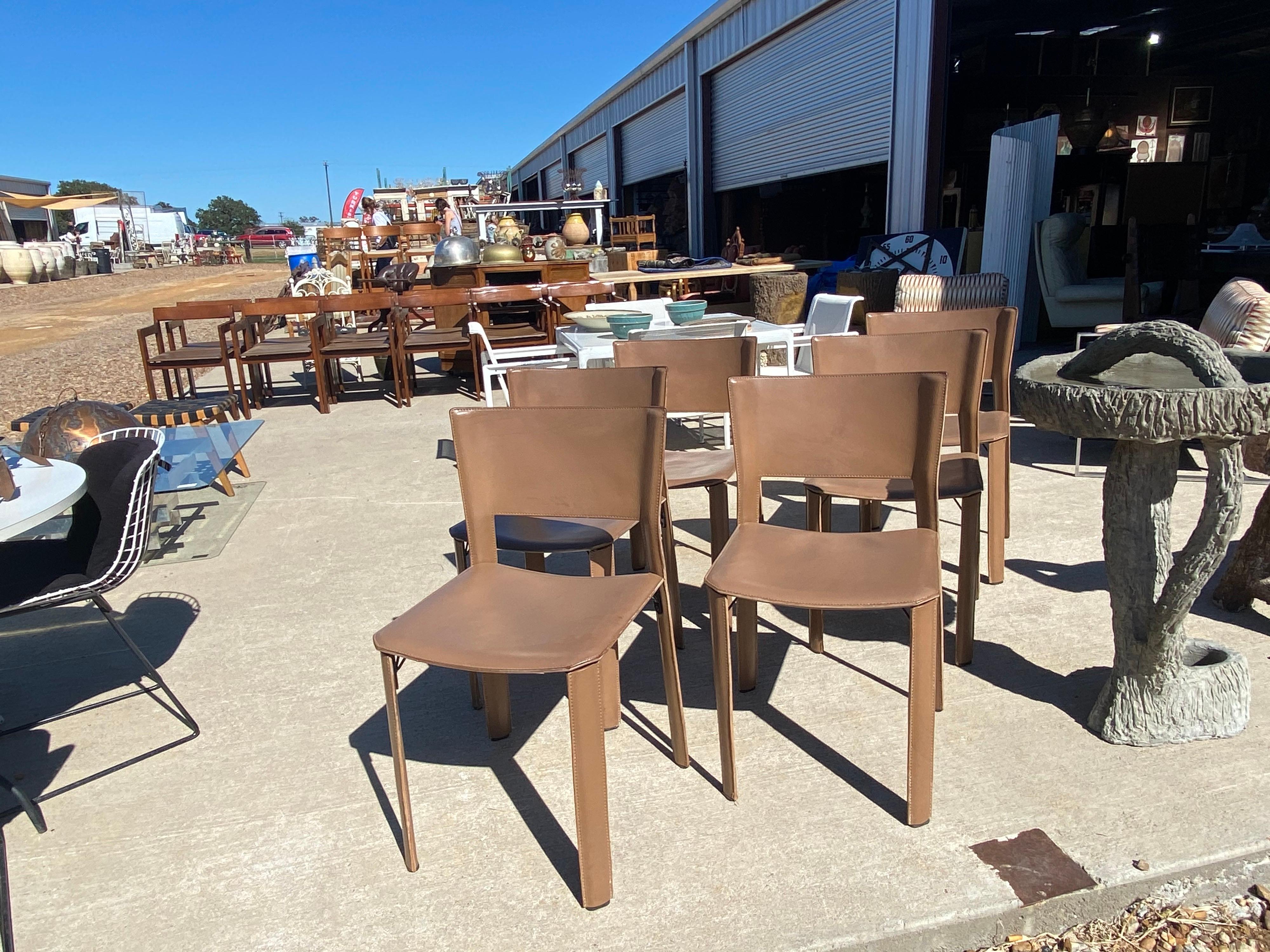 Set of Six Italian Leather Dining Chairs for Fasem International 5