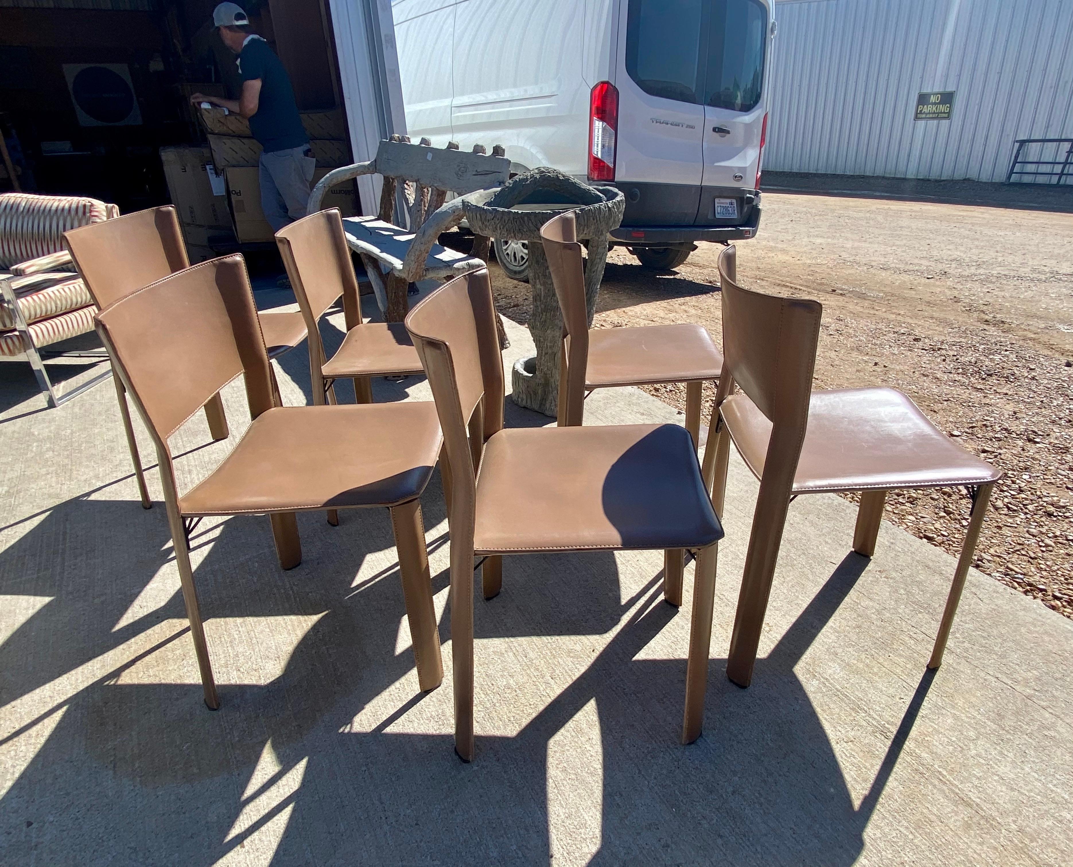Beautiful set of six Italian dining chairs for Fasem International. Signed underneath.
 
