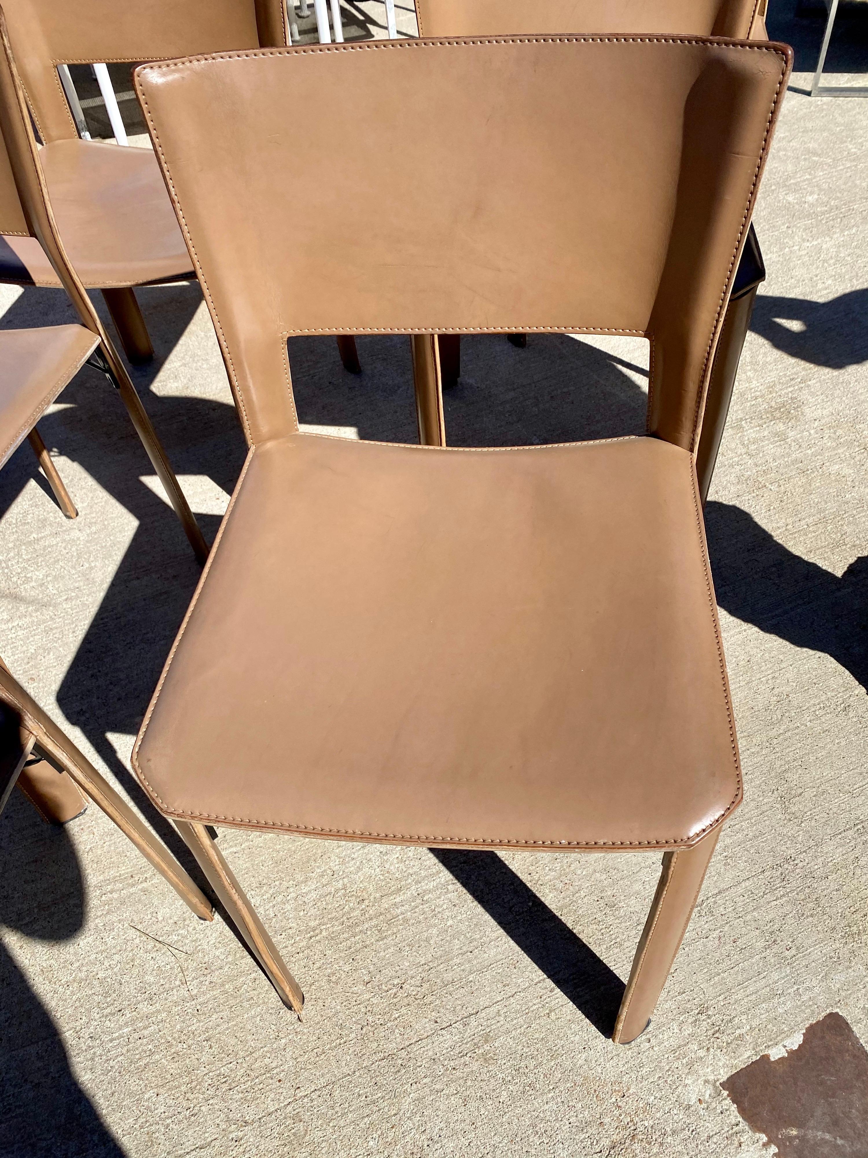 20th Century Set of Six Italian Leather Dining Chairs for Fasem International