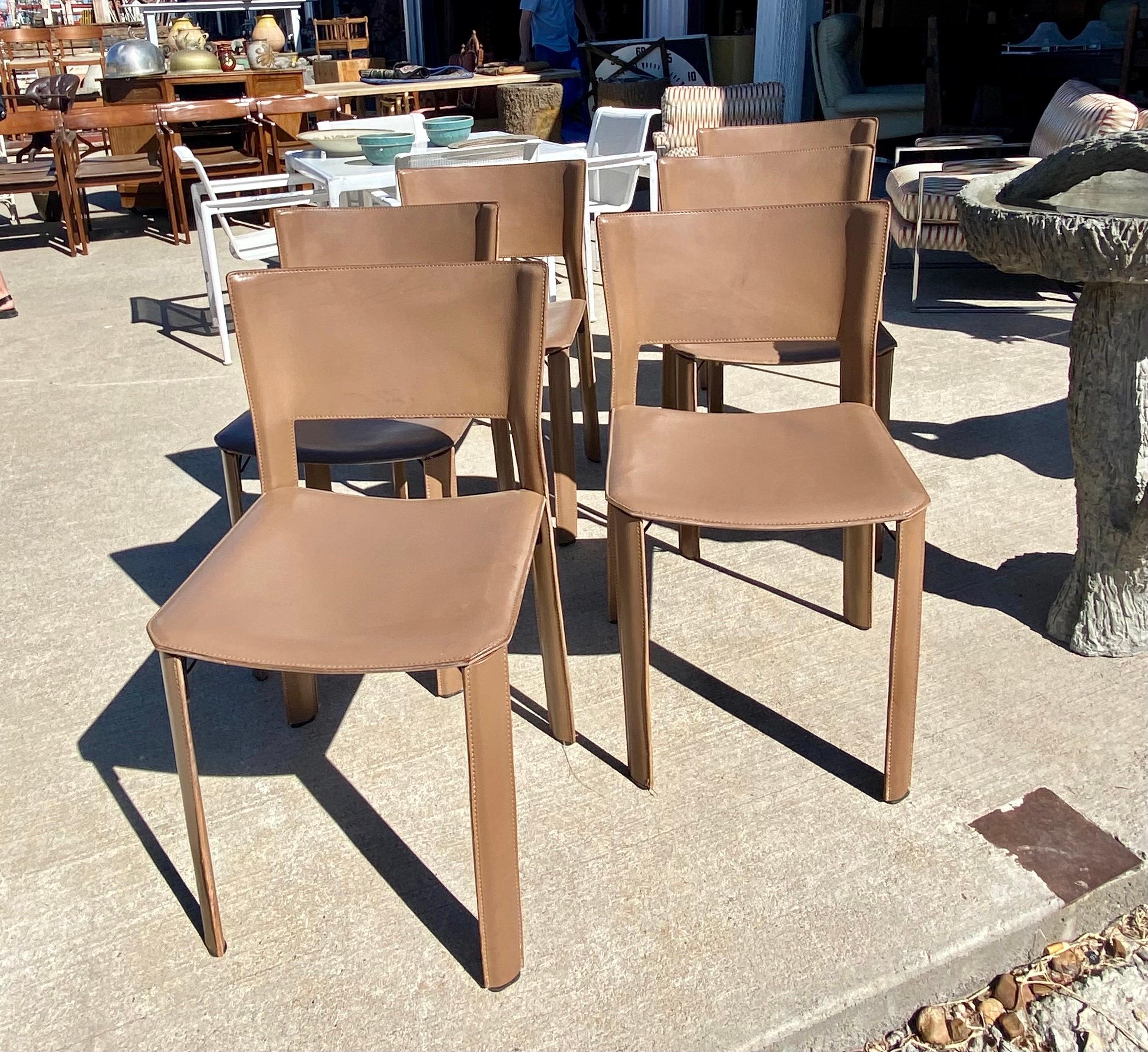 Set of Six Italian Leather Dining Chairs for Fasem International 1