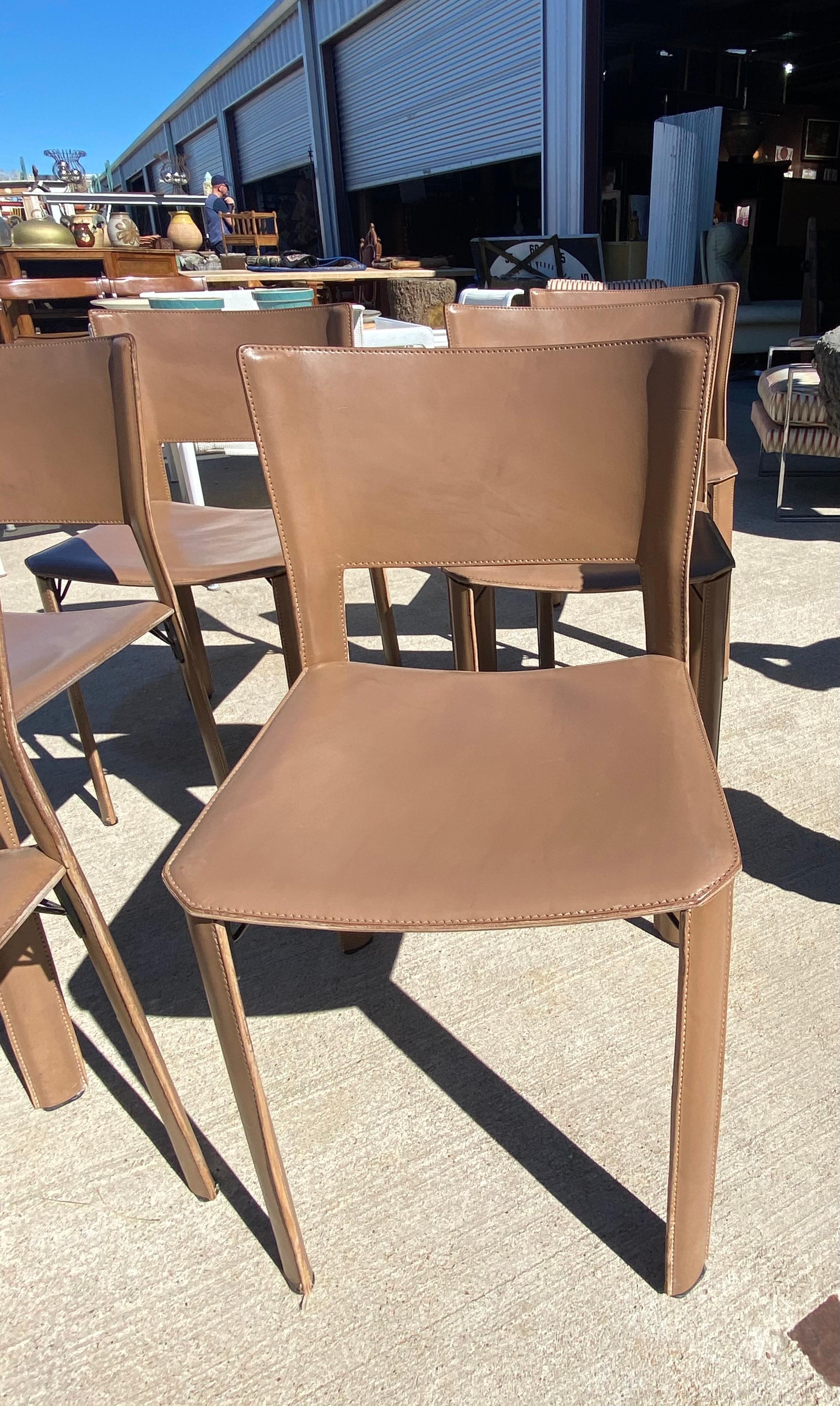 Set of Six Italian Leather Dining Chairs for Fasem International 2