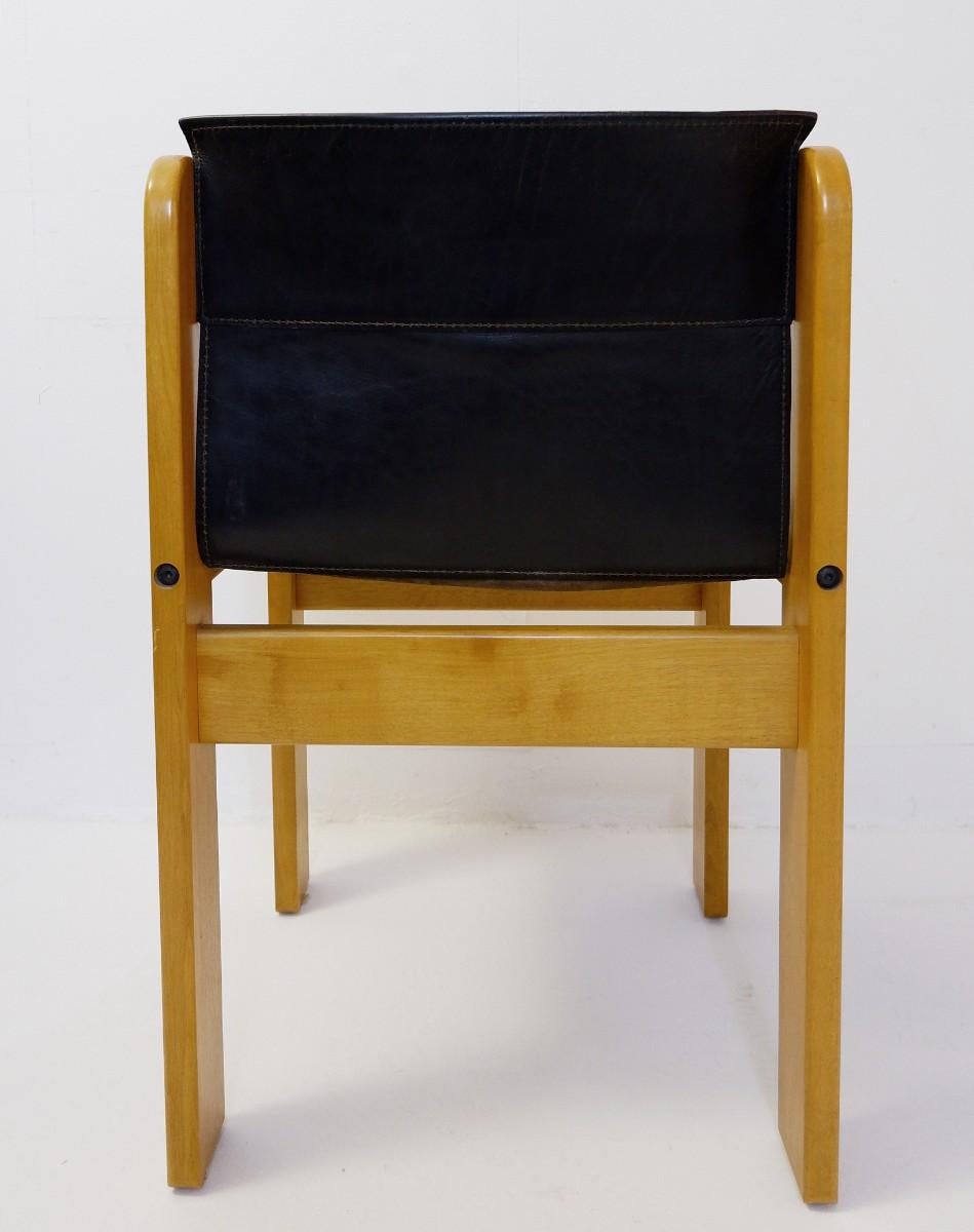 Set of Six Italian Leather Sling Chairs by Ibisco, 1970s 2