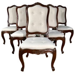 Set of Six Italian Louis XV Style Dining Chairs, circa 1800
