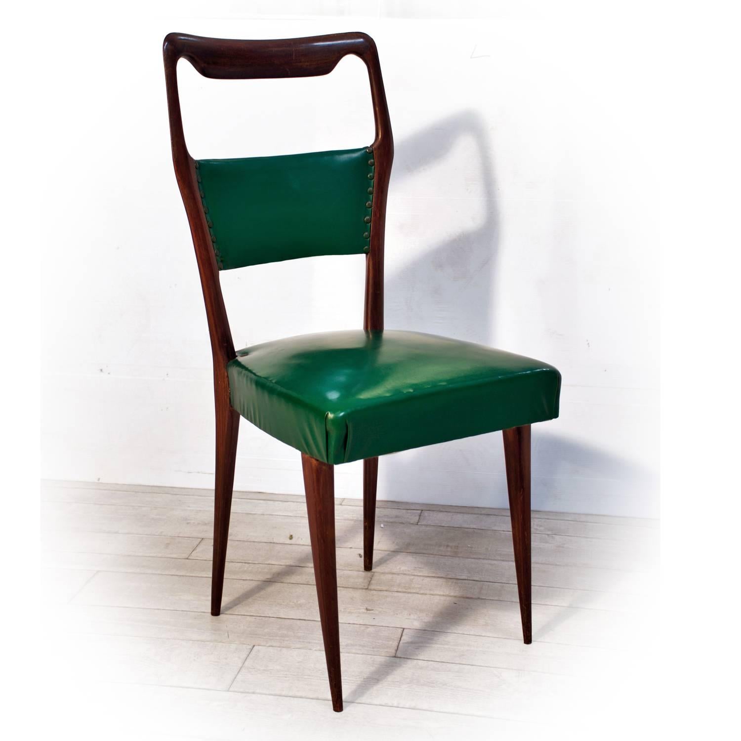 Mid-Century Italian Mahogany Dining Chairs by Vittorio Dassi, 1950s In Good Condition In Traversetolo, IT