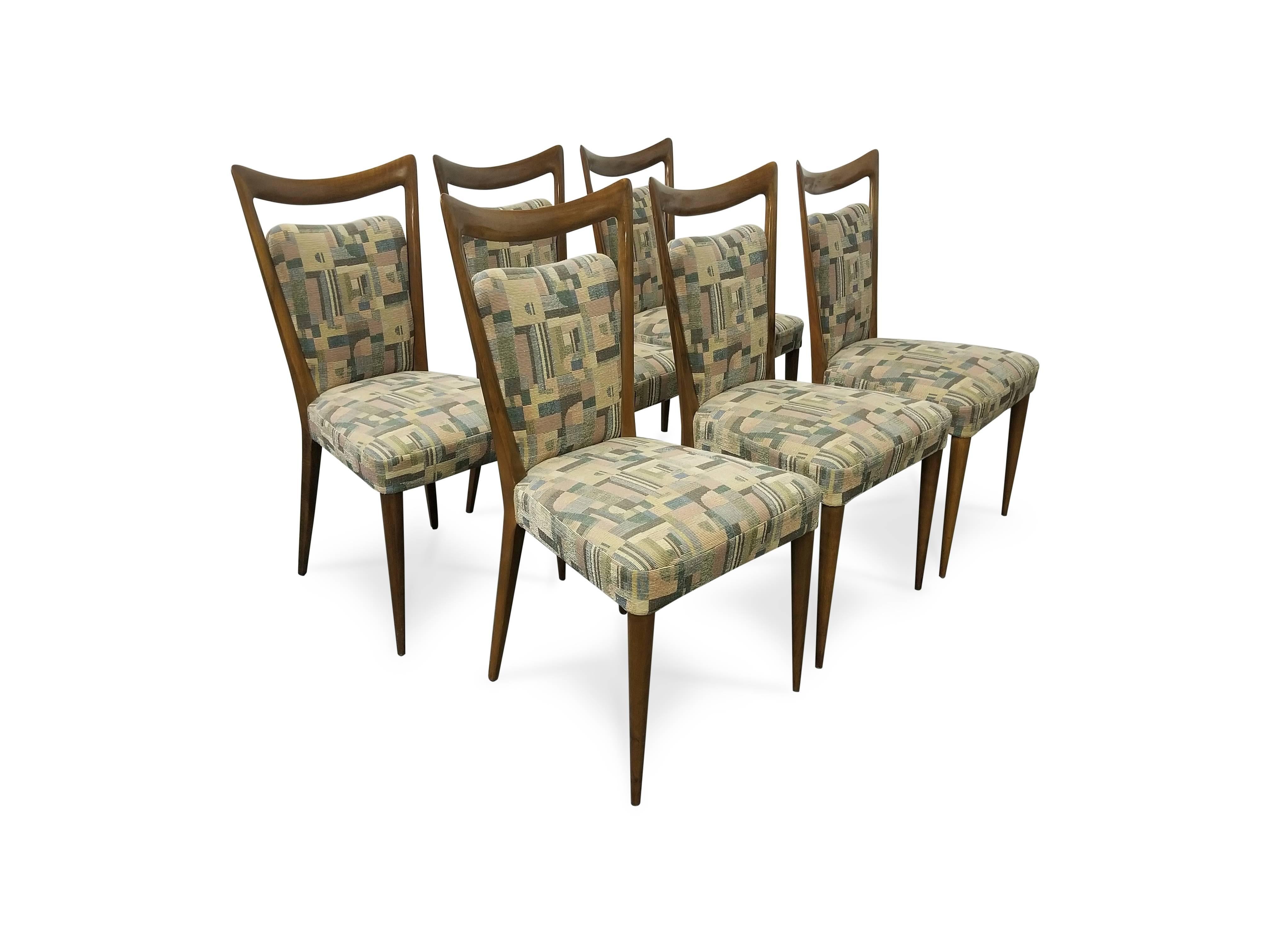 Set of six Italian Melchiorre Bega dining chairs.