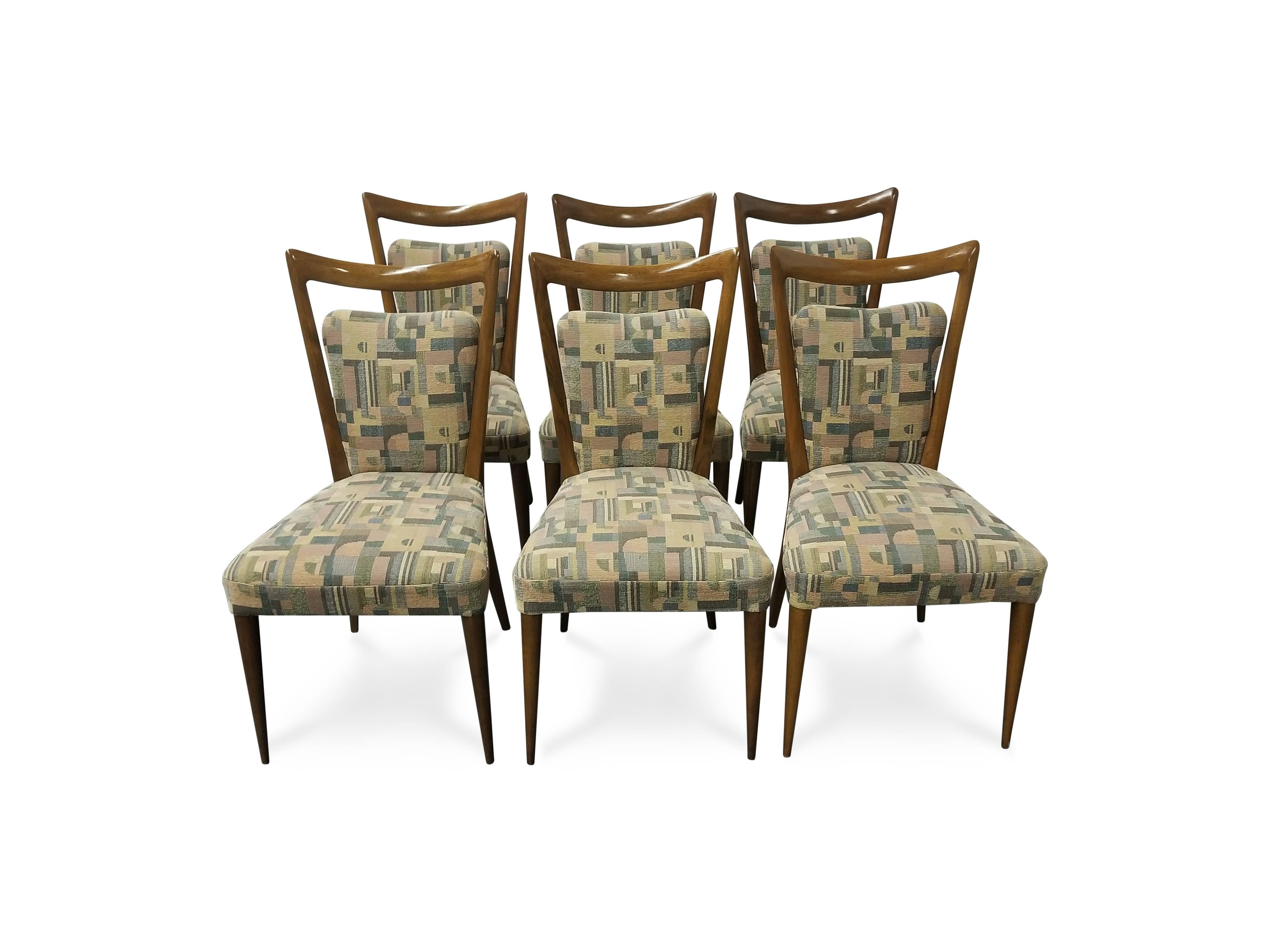 Set of Six Italian Melchiorre Bega Dining Chairs In Excellent Condition In Middlesex, NJ