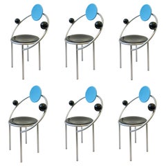 Set of Six Italian Memphis Dining Chairs by Michele De Lucchi