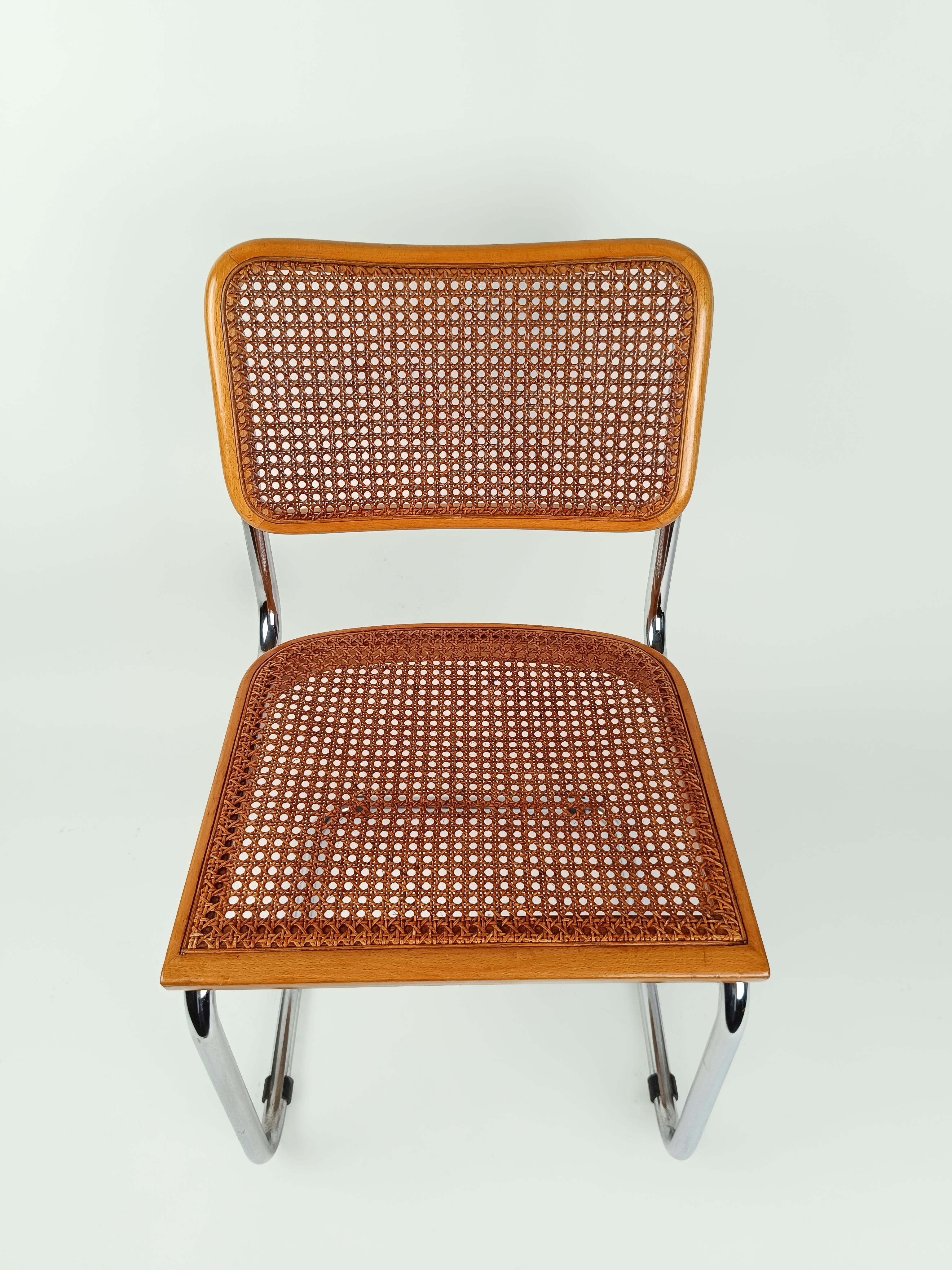 Ensemble de six chaises Cesca italiennes du milieu du siècle en bois de paille et de hêtre de Vienne, années 70 3