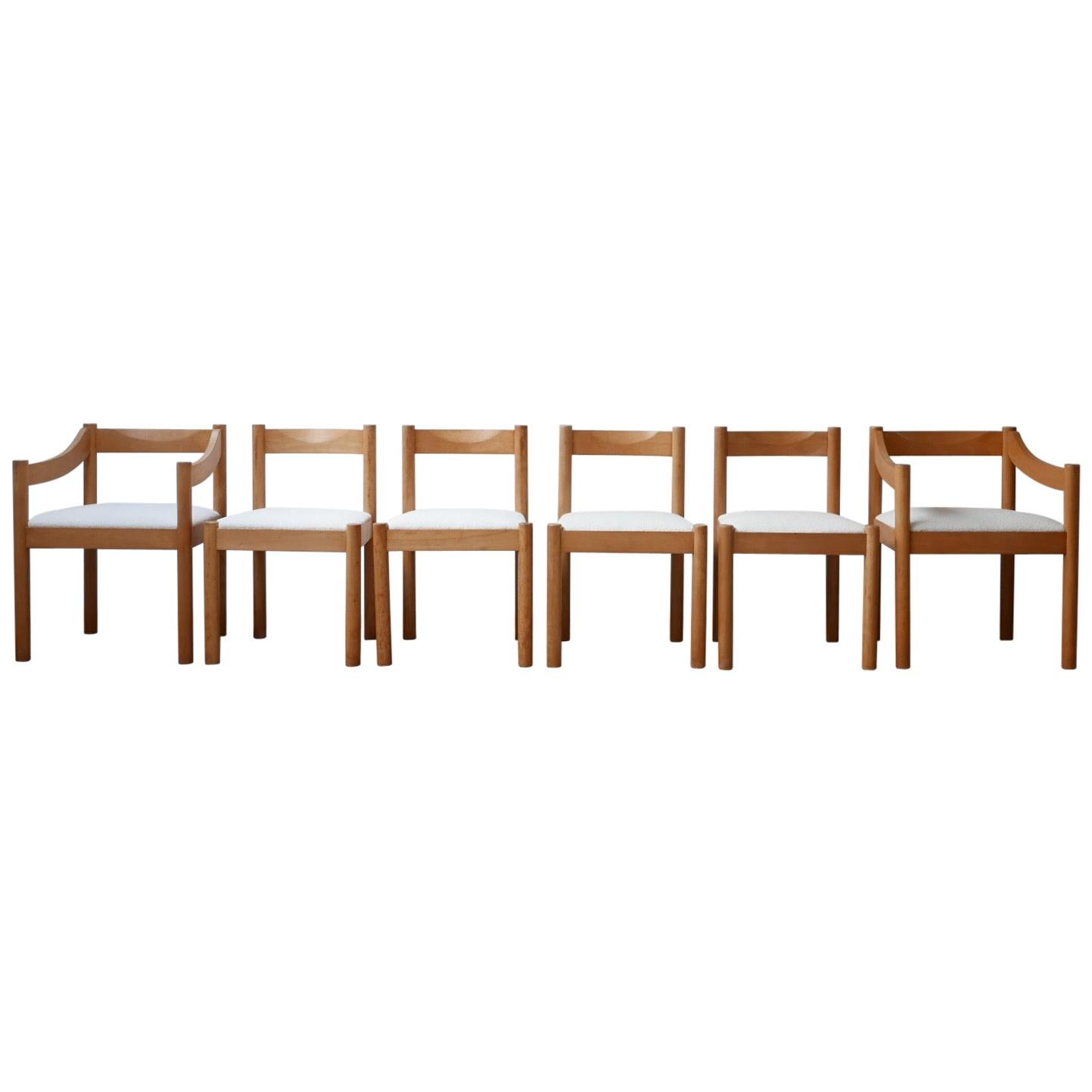 Set of Six Italian Midcentury Dining Chairs by Vico Magisretti