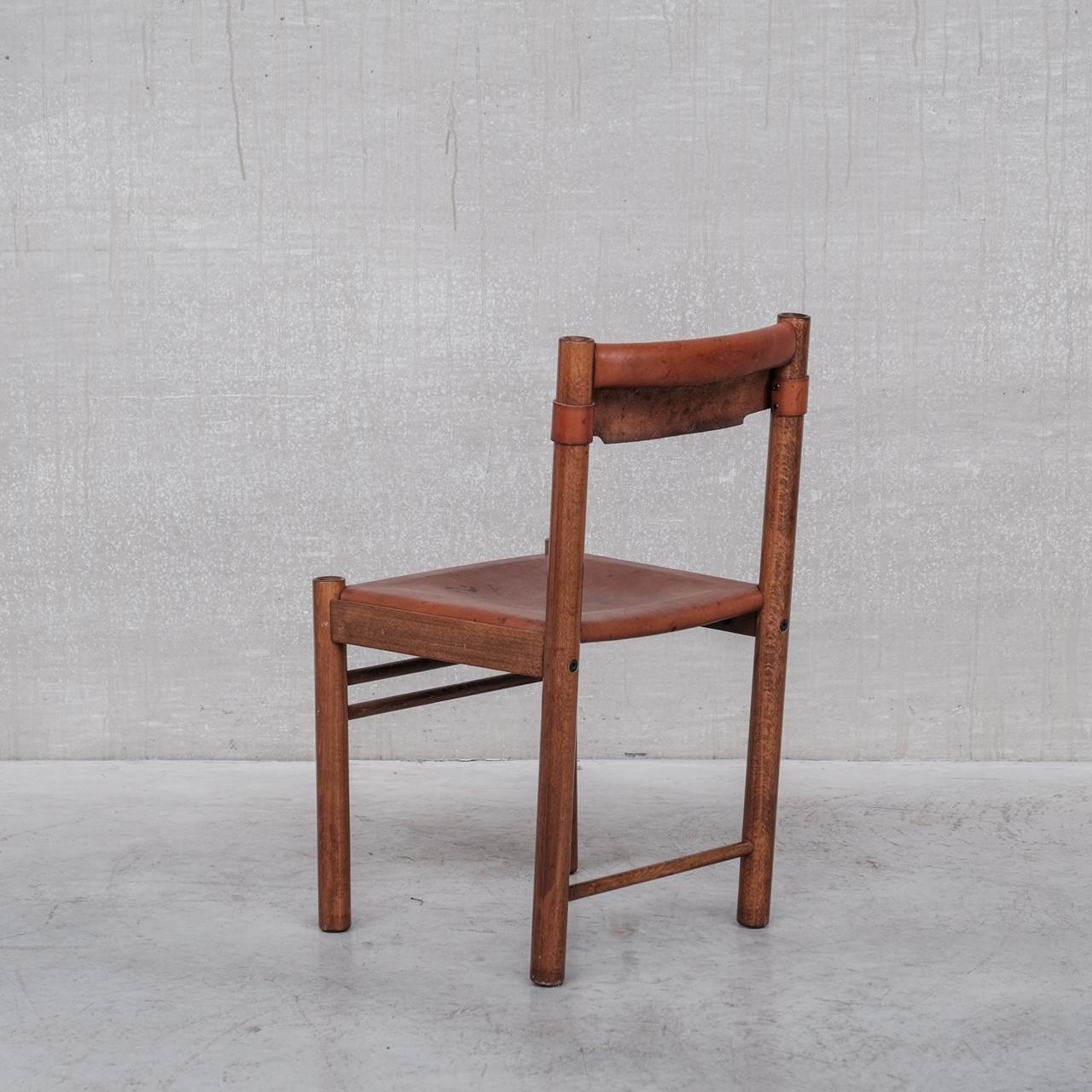 Mid-Century Modern Set of Six Italian Mid-Century Leather Dining Chairs