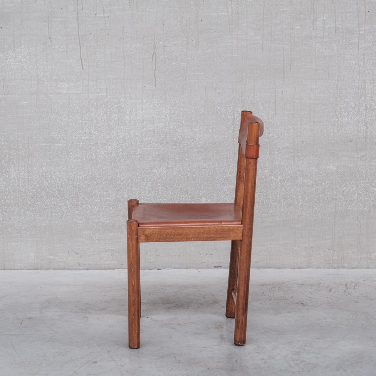 Mid-20th Century Set of Six Italian Mid-Century Leather Dining Chairs
