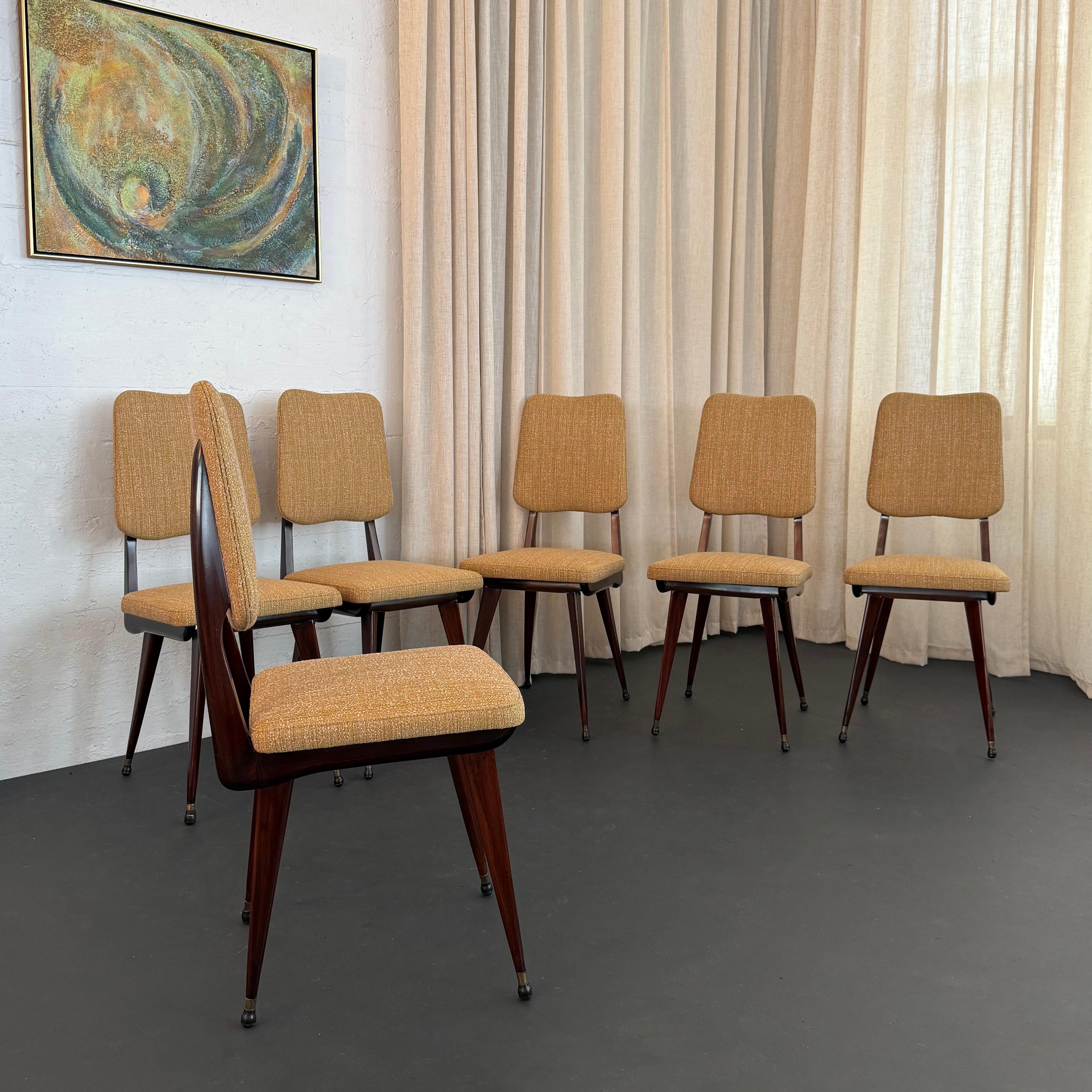 Ensemble de six chaises de salle à manger italiennes en acajou, modernes du milieu du siècle dernier Bon état - En vente à Brooklyn, NY
