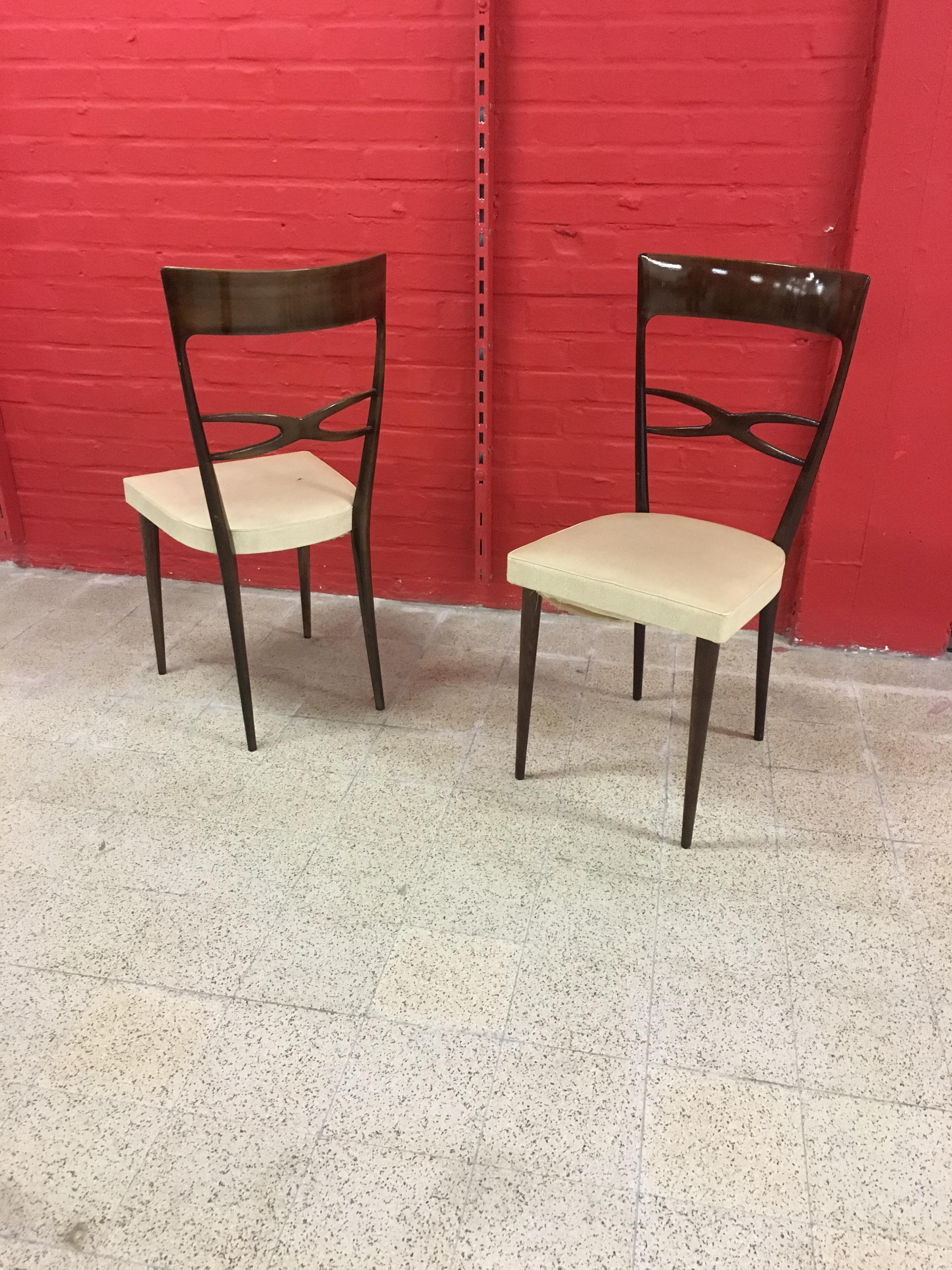 Set of Six Italian Midcentury Beech Dining Chairs by Consorzio Sedie Friuli For Sale 4