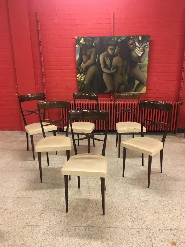Mid-Century Modern Ensemble de six chaises de salle à manger en hêtre du milieu du siècle dernier:: Consorzio Sedie Friuli en vente