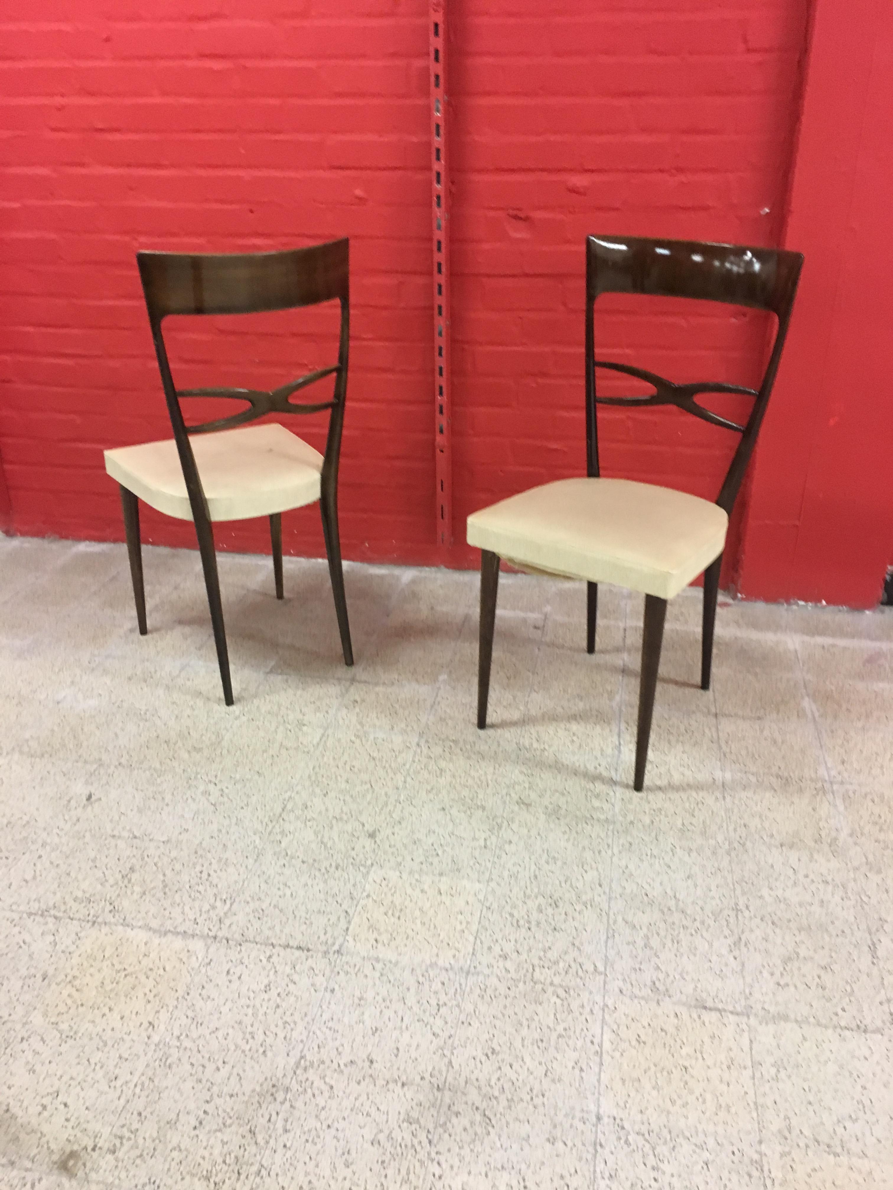 Mid-Century Modern Set of Six Italian Midcentury Beech Dining Chairs by Consorzio Sedie Friuli For Sale