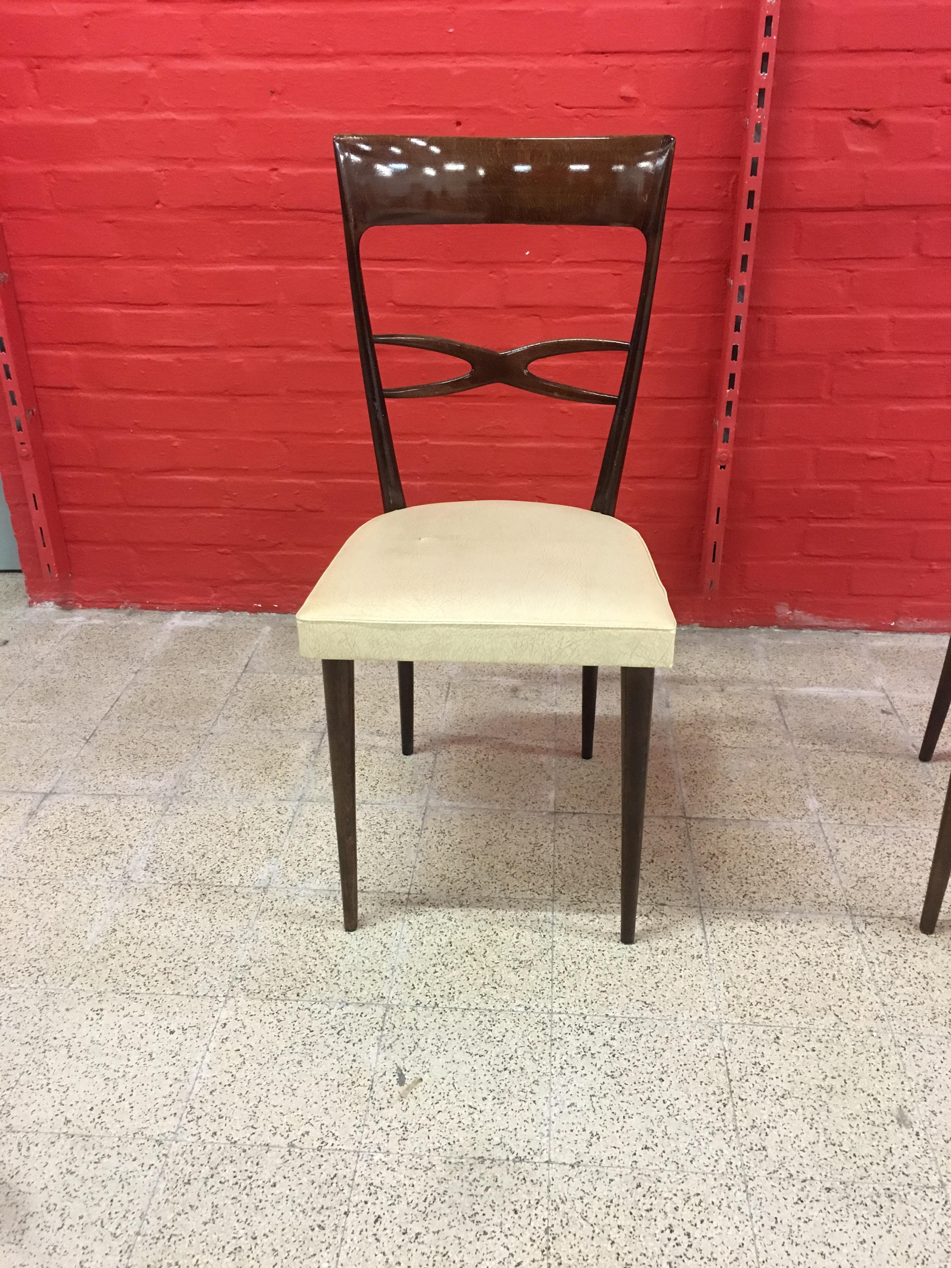 Set of Six Italian Midcentury Beech Dining Chairs by Consorzio Sedie Friuli In Good Condition For Sale In Saint-Ouen, FR