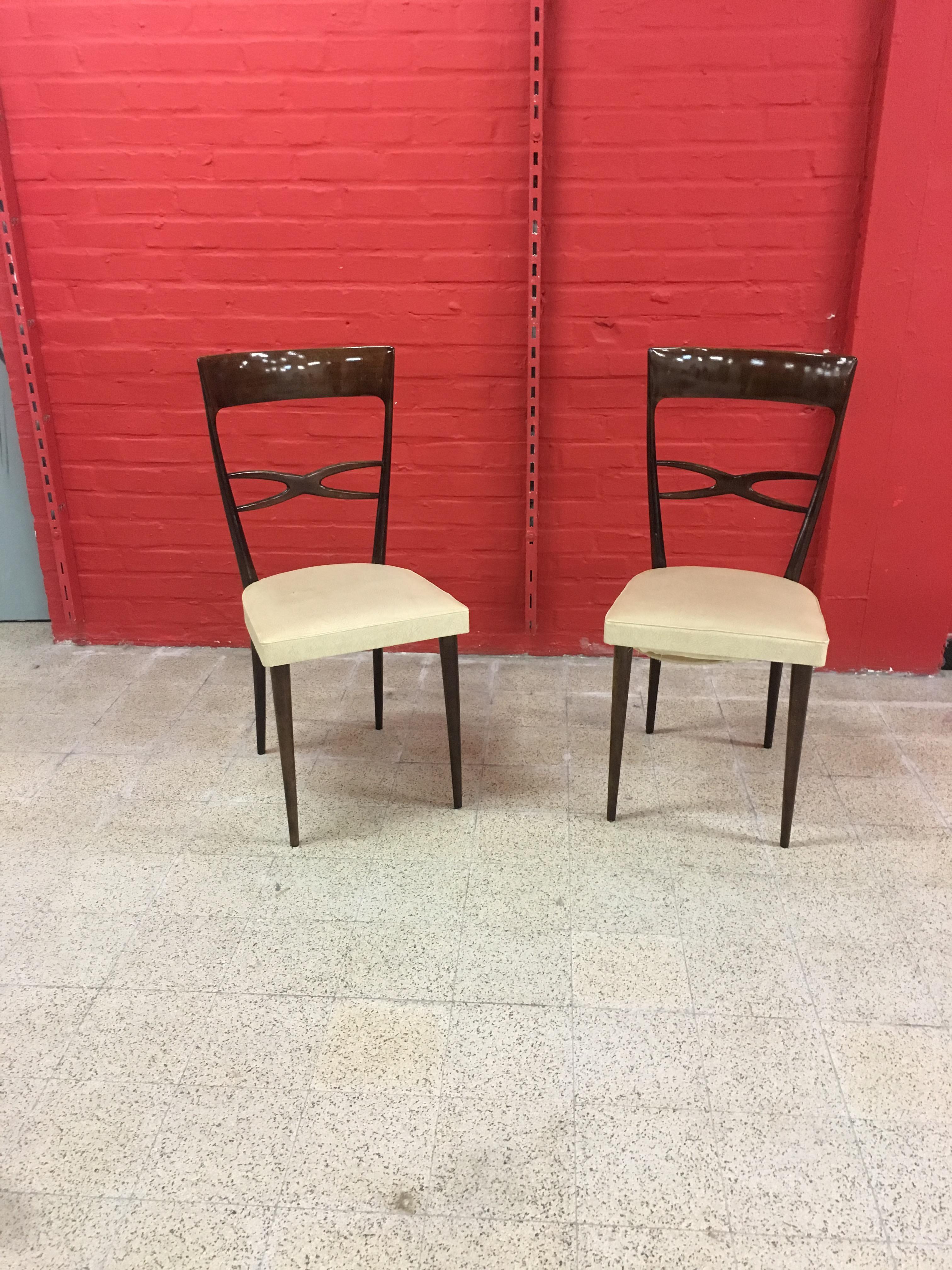 Late 20th Century Set of Six Italian Midcentury Beech Dining Chairs by Consorzio Sedie Friuli For Sale