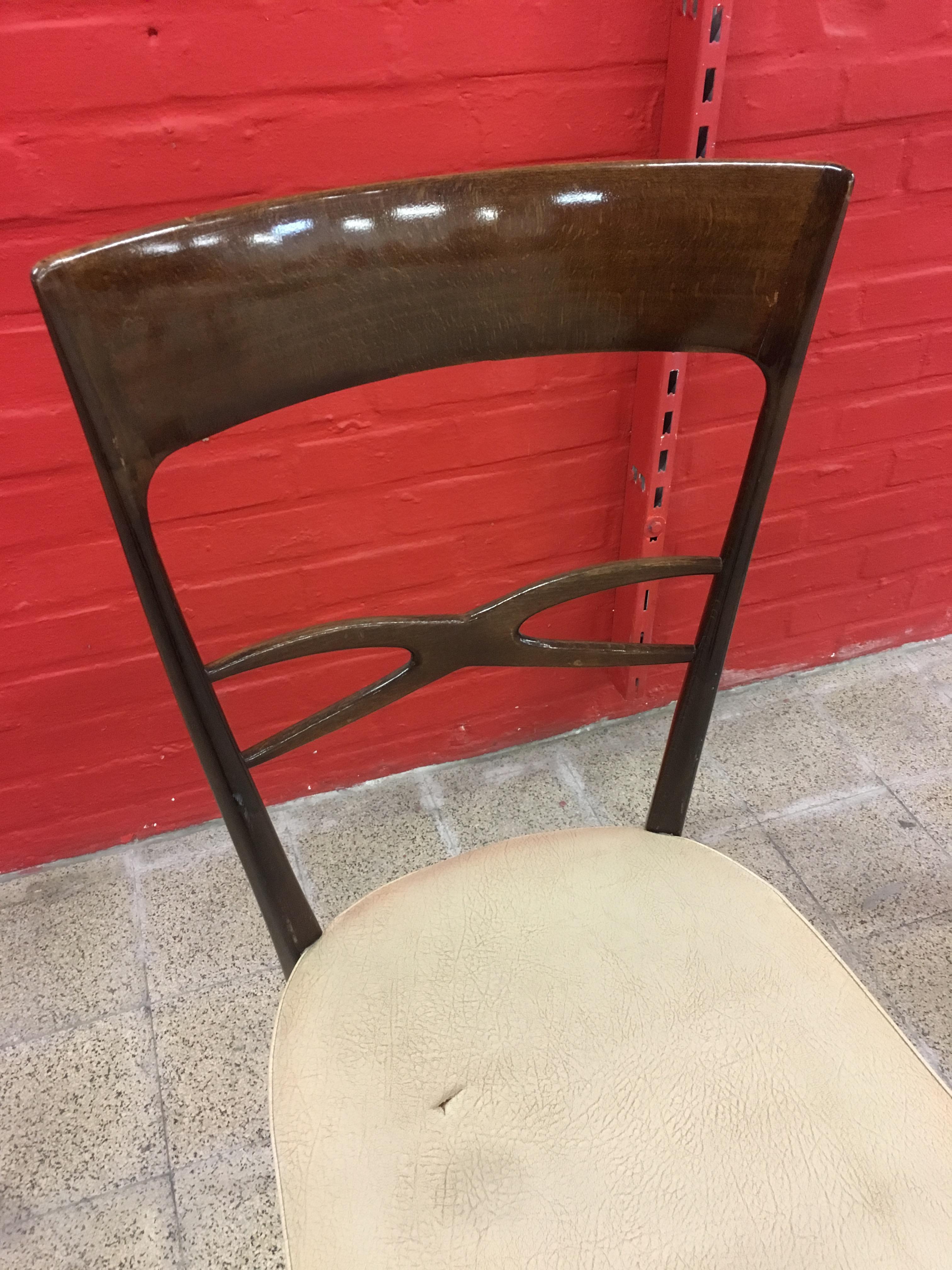 Set of Six Italian Midcentury Beech Dining Chairs by Consorzio Sedie Friuli For Sale 2