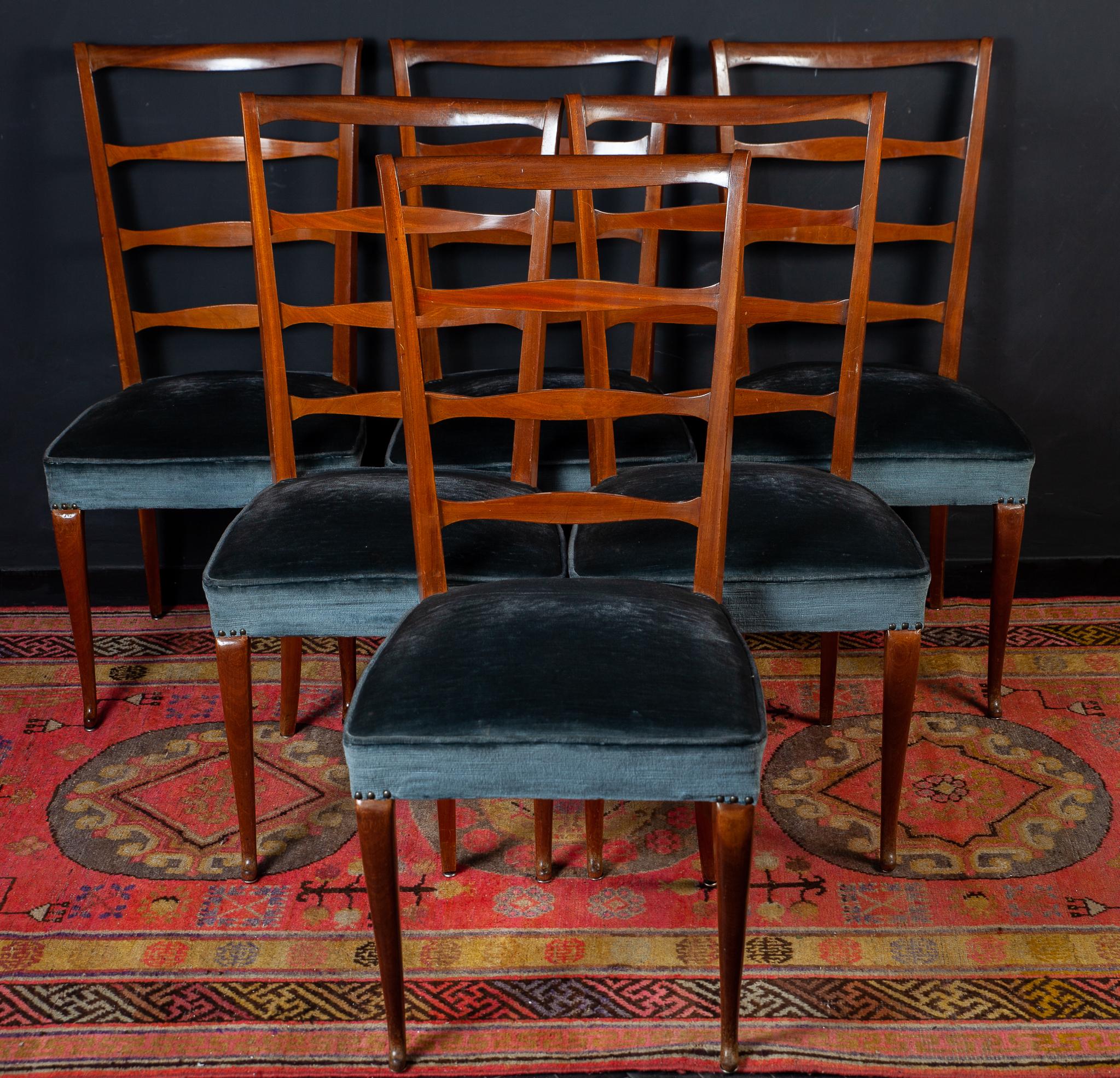 Set of Six Italian Midcentury Dining Chairs by Paolo Buffa, 1950 4