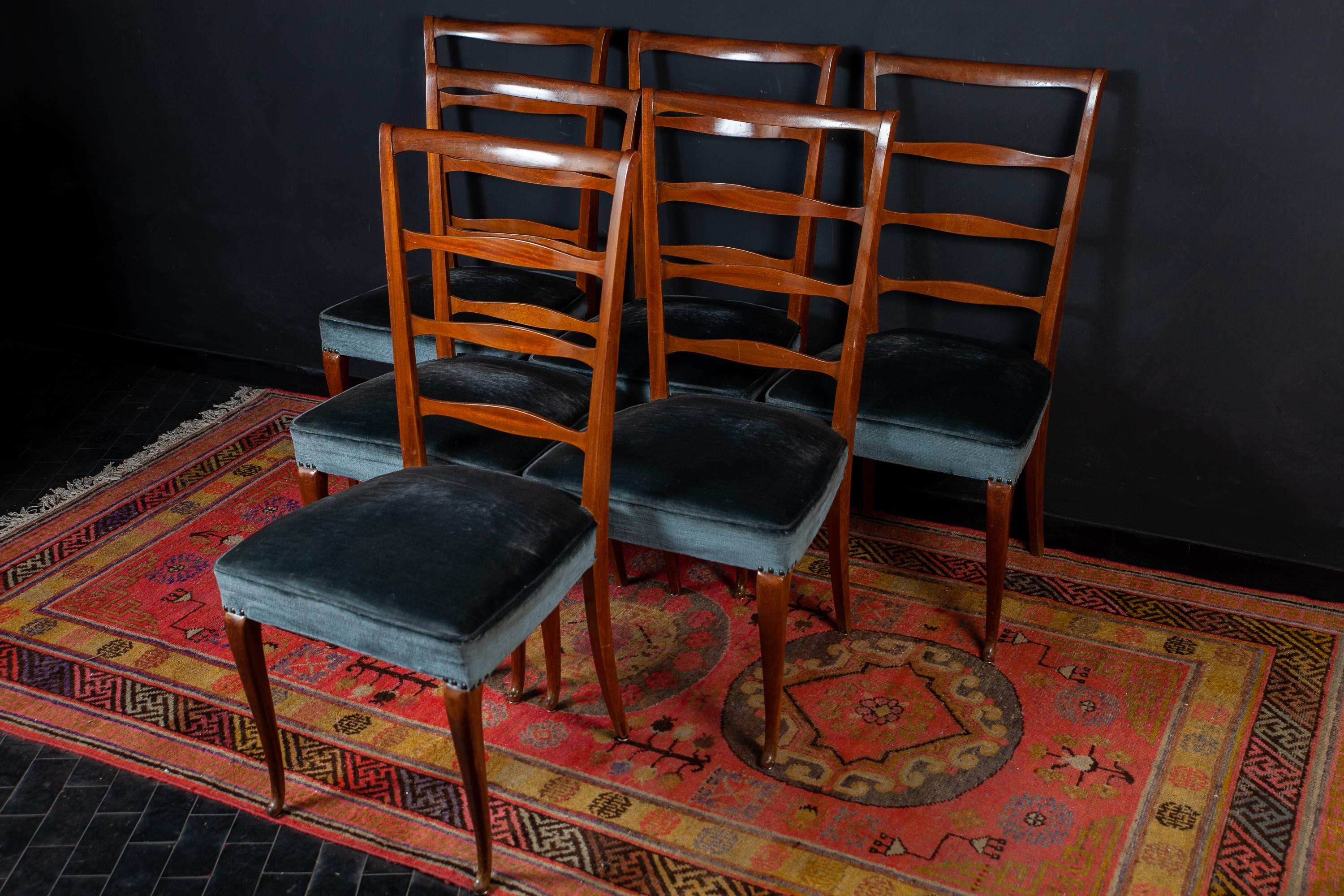 Mid-Century Modern Set of Six Italian Midcentury Dining Chairs by Paolo Buffa, 1950