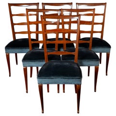 Ensemble de six chaises de salle à manger italiennes du milieu du siècle dernier par Paolo Buffa, 1950