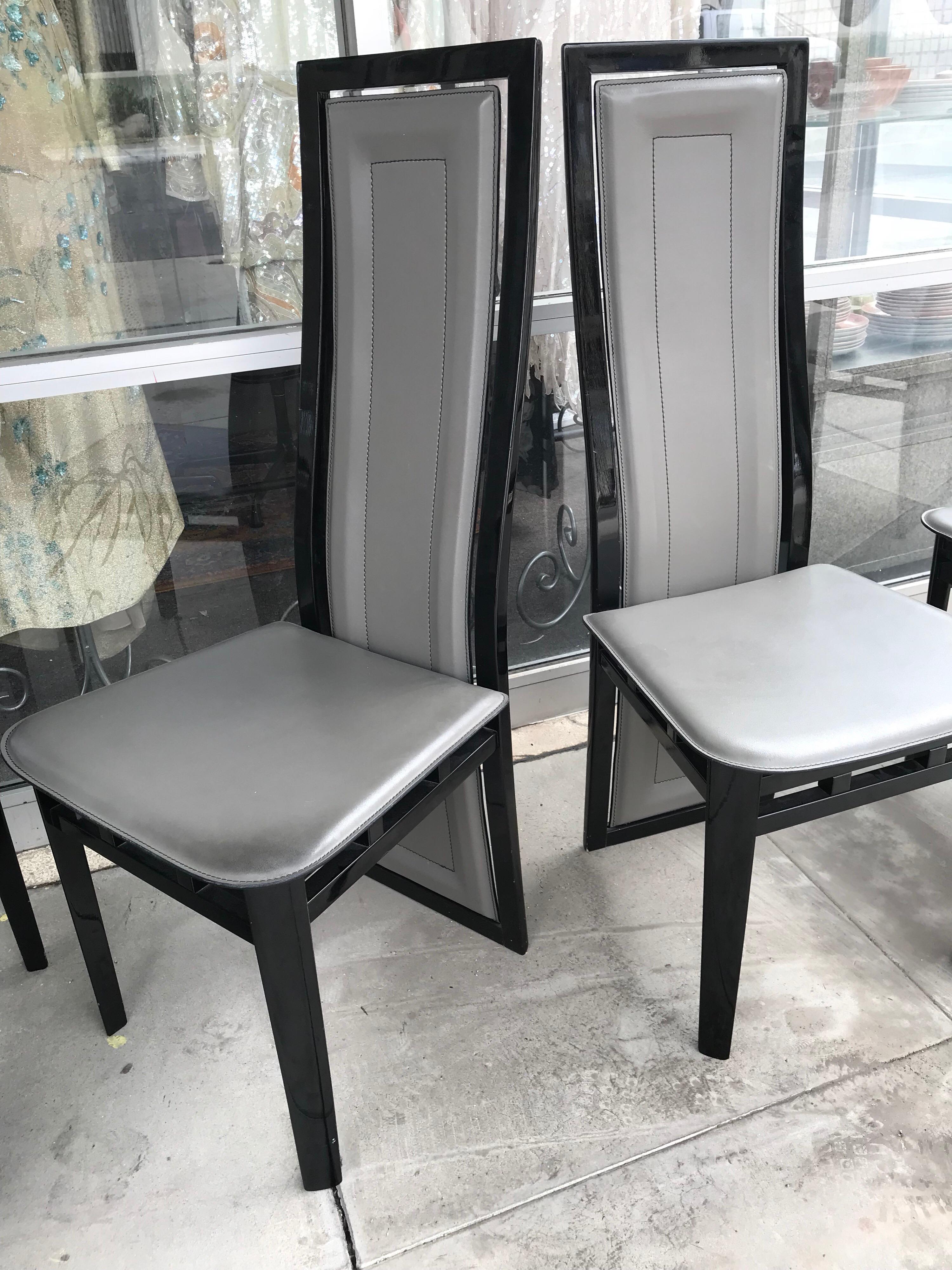 modern black leather dining chairs