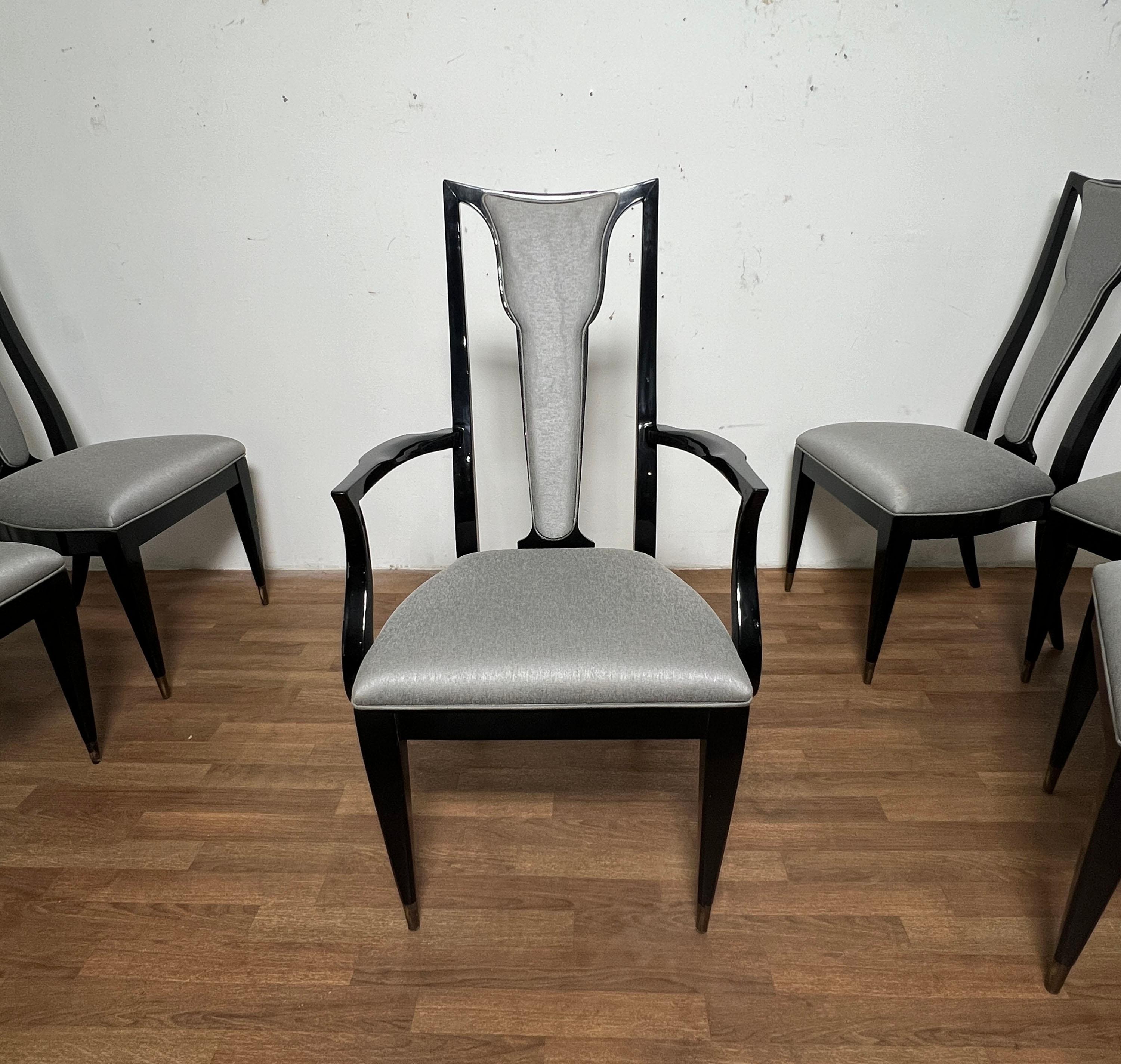 Lacquered Set of Six Italian Modern Style Dining Chairs from Ryan Korban Interior For Sale