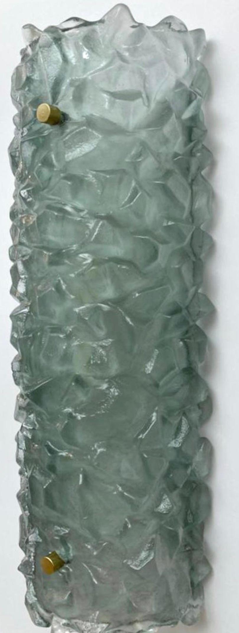 Set of Six Italian Modern Textured Green Murano Sconces, 1980's. In Excellent Condition For Sale In Los Angeles, CA