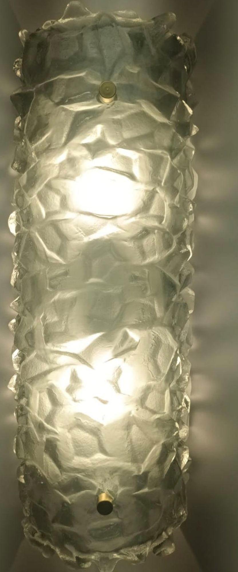 Set of Six Italian Modern Textured Green Murano Sconces, 1980's. For Sale 1