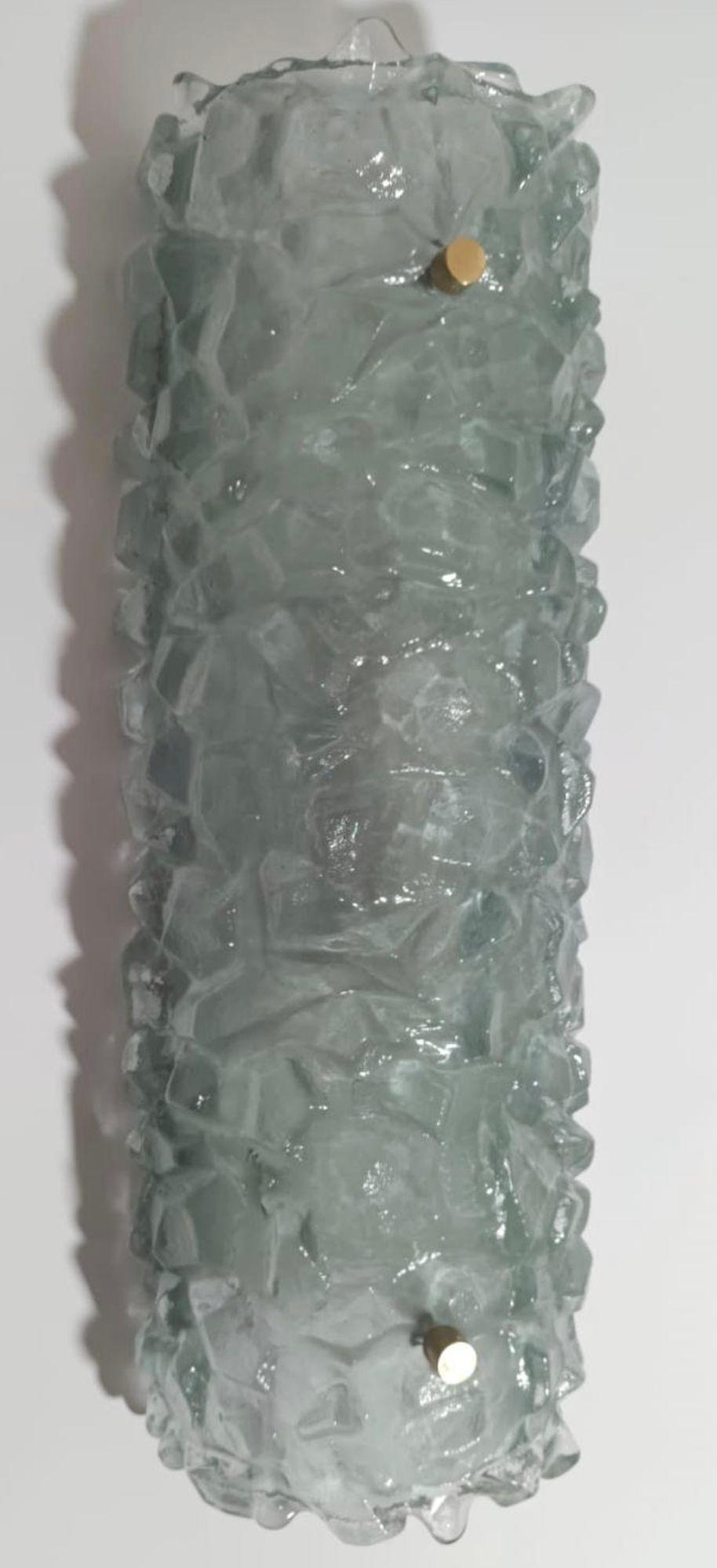 Set of Six Italian Modern Textured Green Murano Sconces, 1980's. For Sale 2