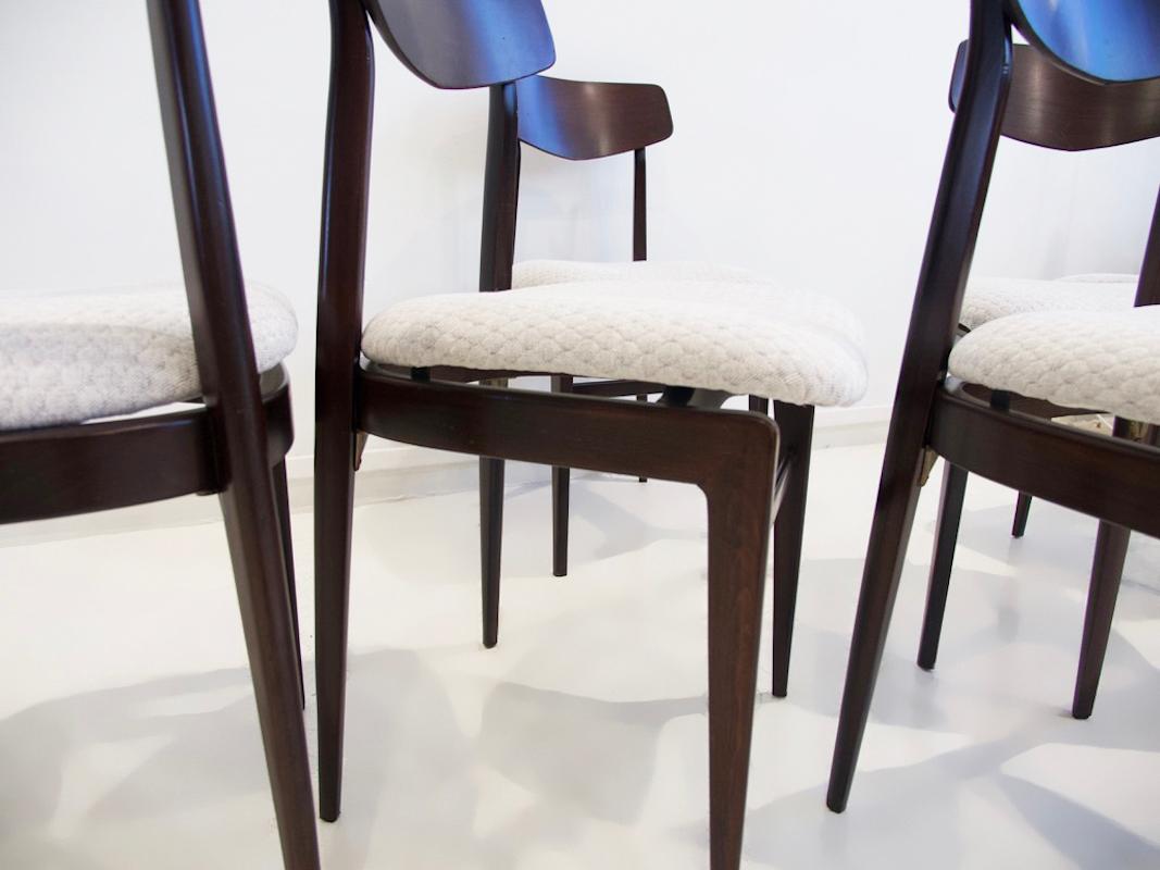 Set of Six Italian Modern Wooden Dining Chairs, 1950's 2