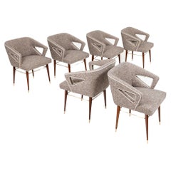 Set of six Italian Modernist Dining Chairs Attributed to Gio Ponti
