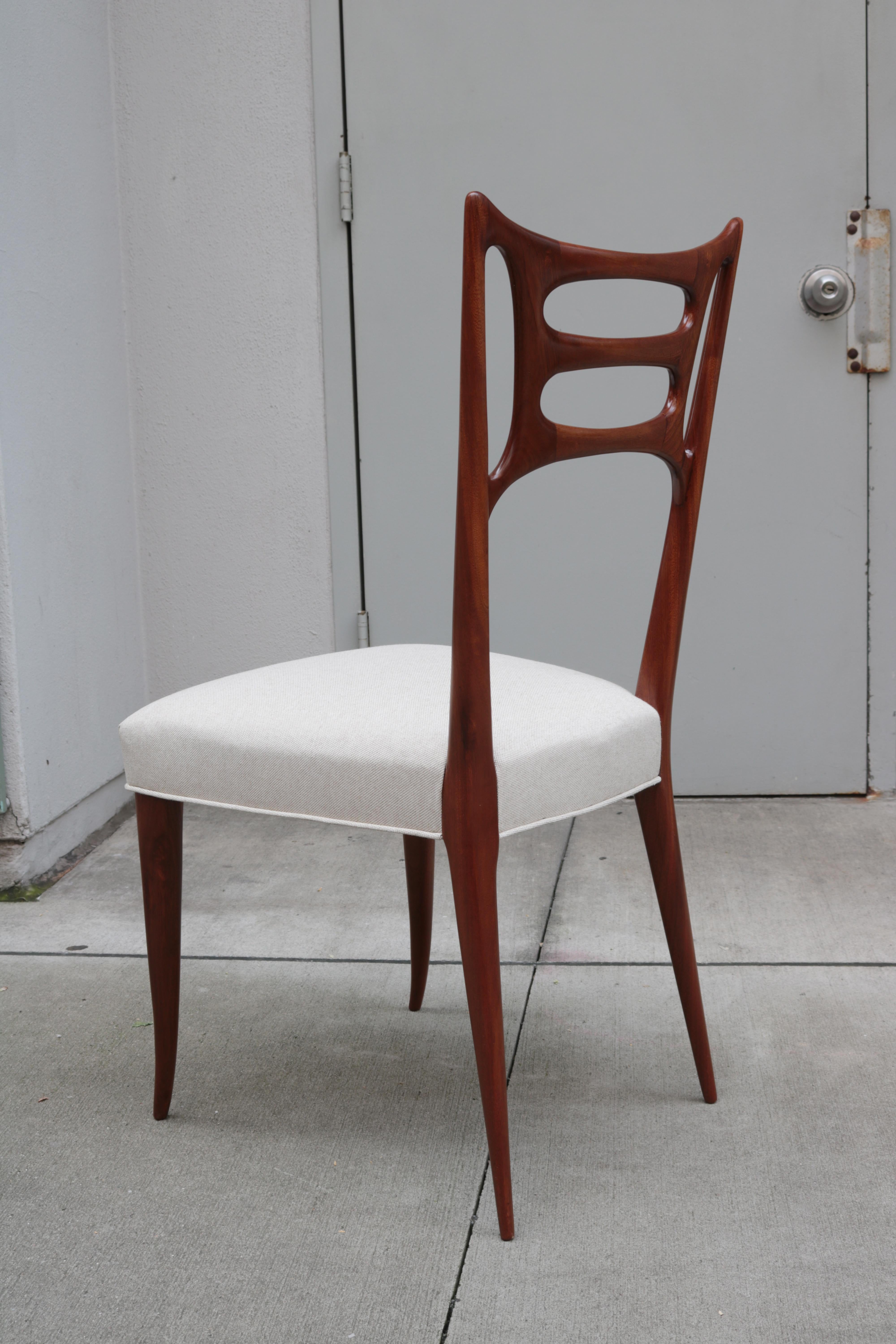 Mid-20th Century Set of Six Italian Modernist Dining Chairs
