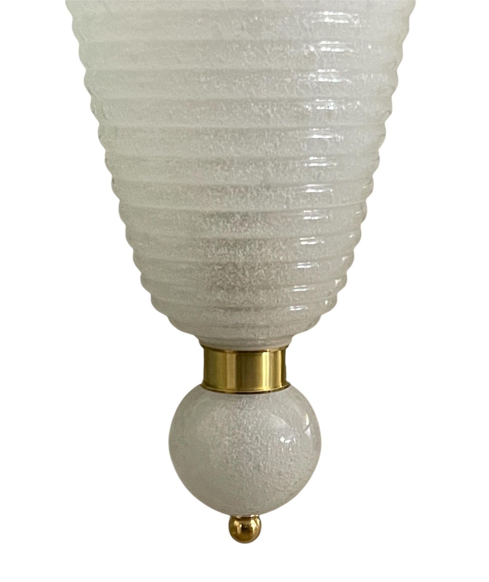 Set of Six Italian Modernist Murano Glass Sconces w/ White Gold Flecks – 21st C. For Sale 1