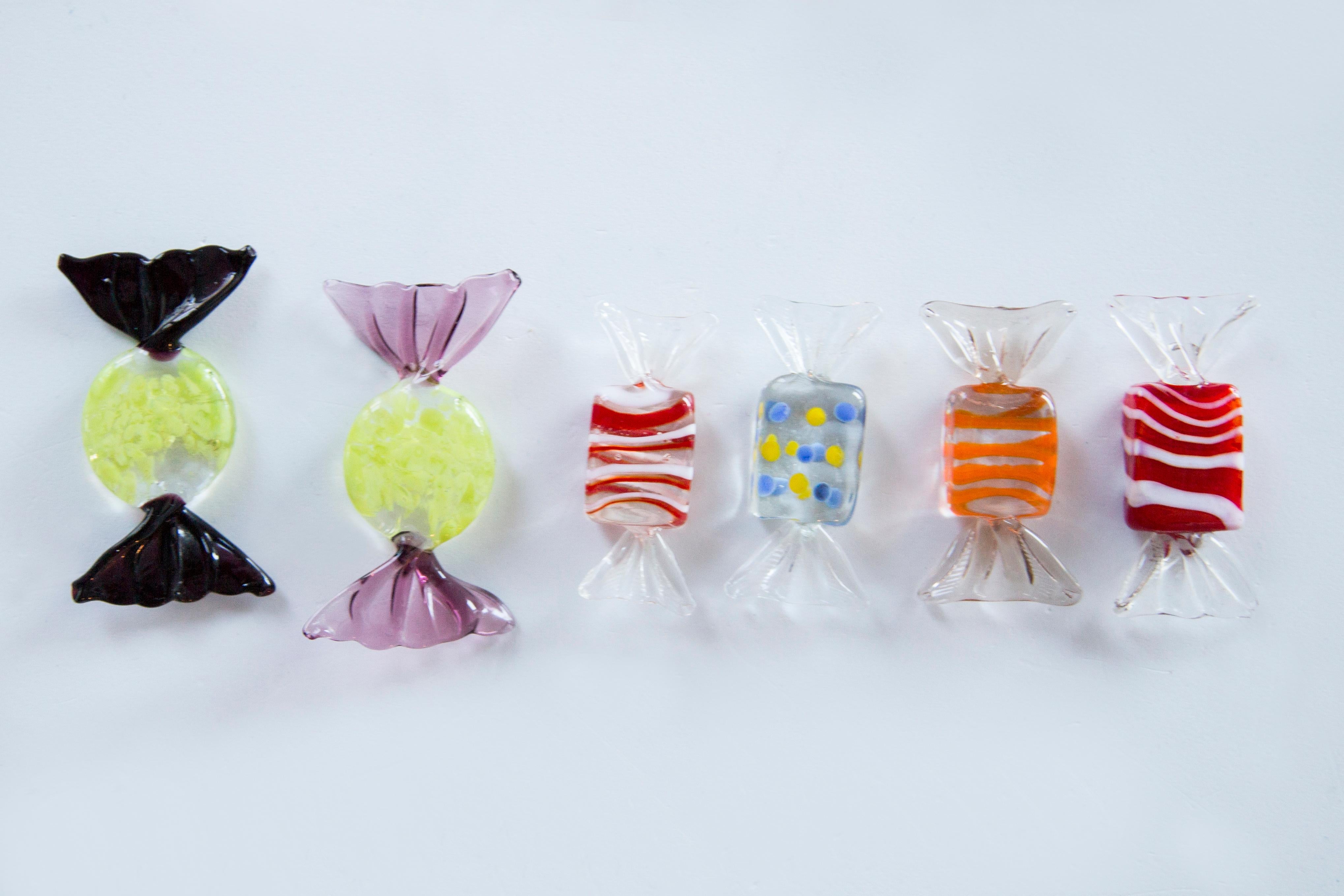 20ième siècle Ensemble de six pièces de bonbons en verre italien Murano Pop Art, années 1960 en vente