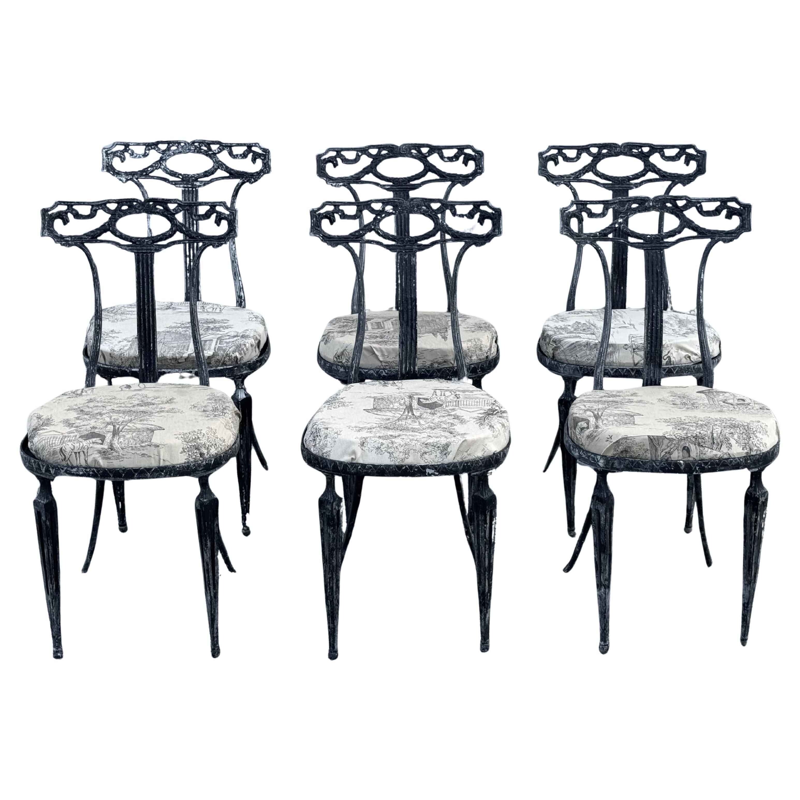 Set of Six Italian Neo-Classical Style Patio or Garden Dining Chairs by Palladio For Sale