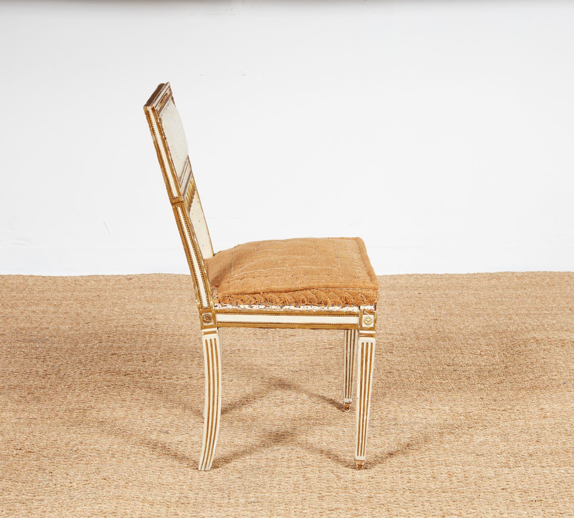 Set of Six Italian Neoclassical Dining Chairs For Sale 9