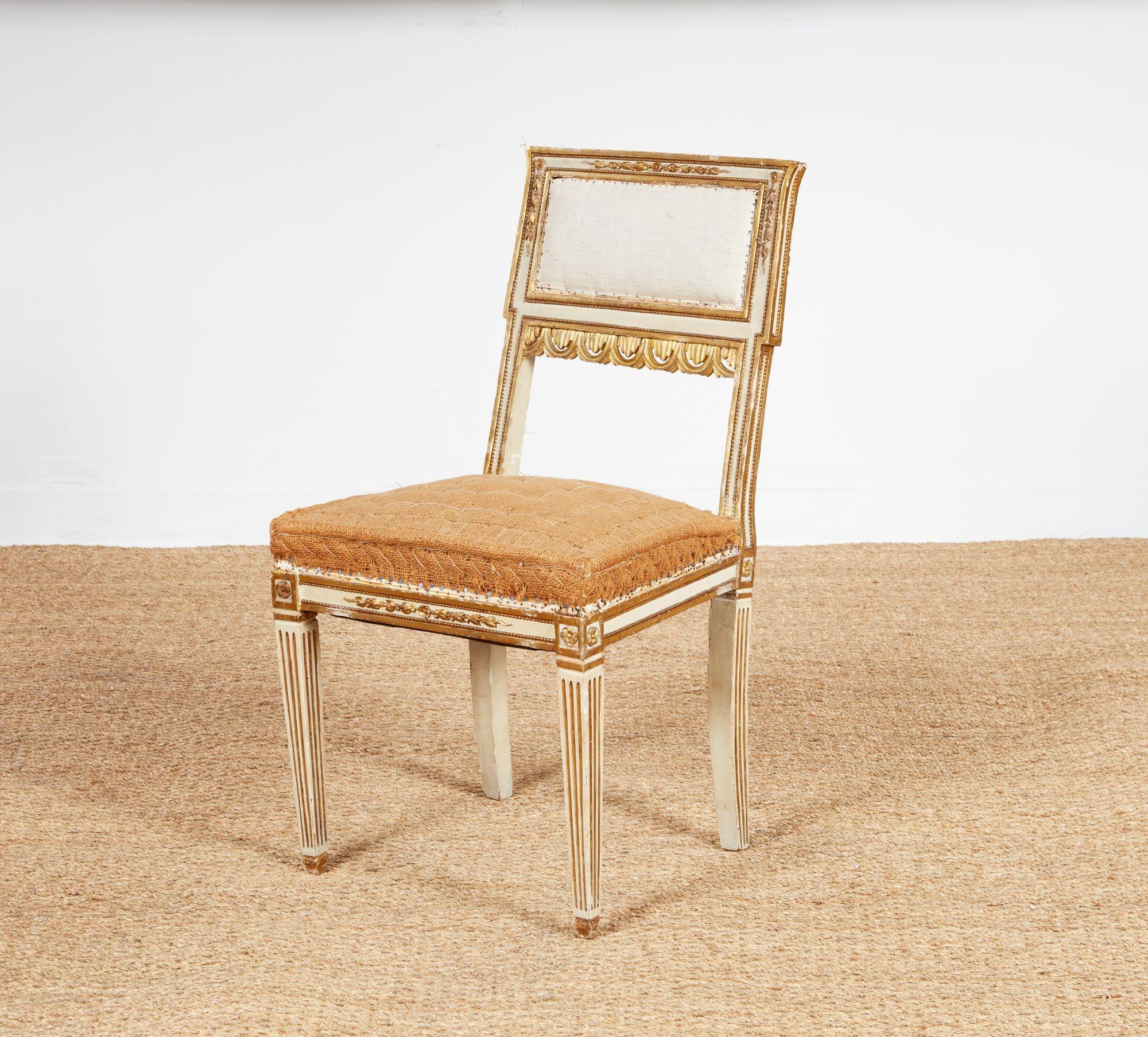 Set of Six Italian Neoclassical Dining Chairs For Sale 4