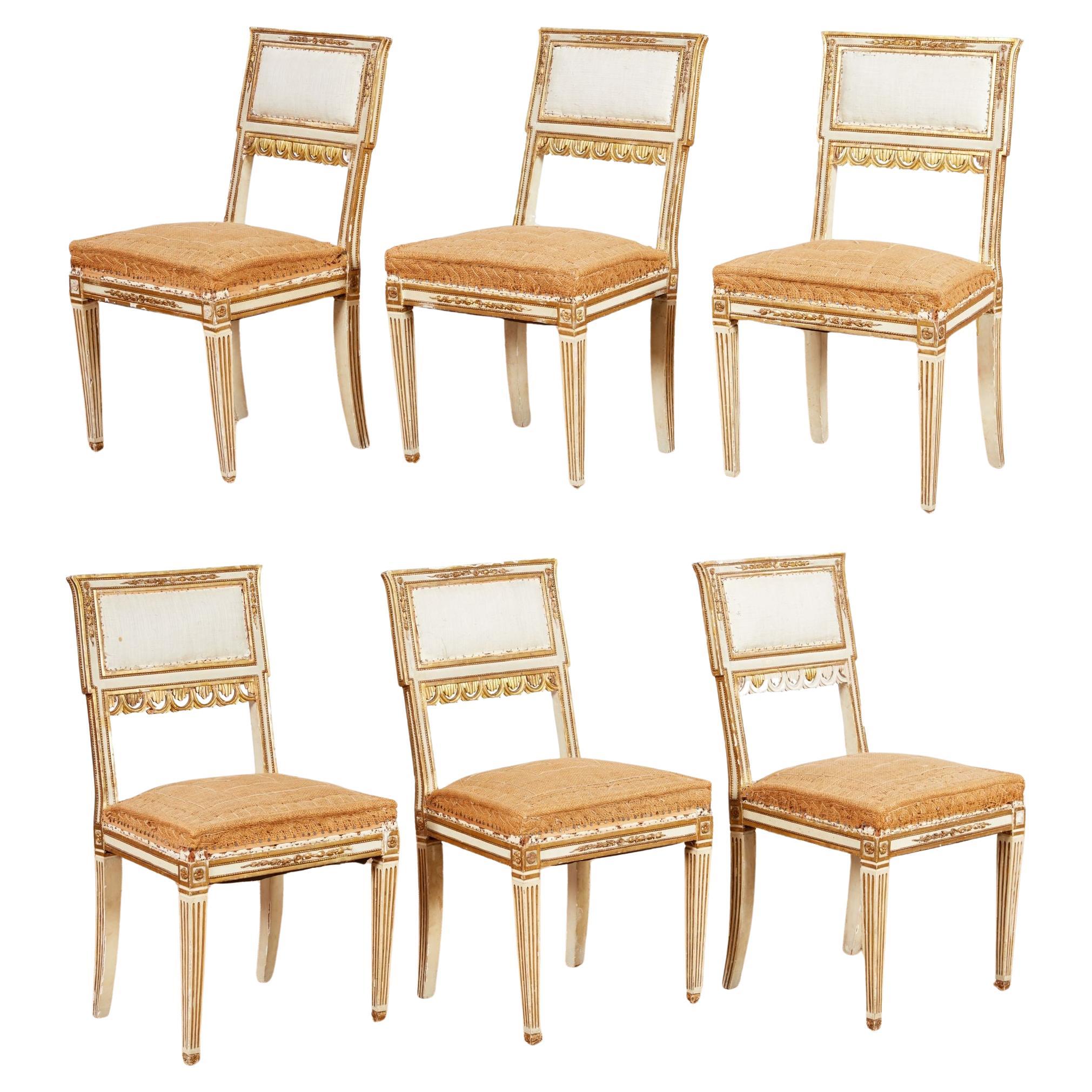 Set of Six Italian Neoclassical Dining Chairs