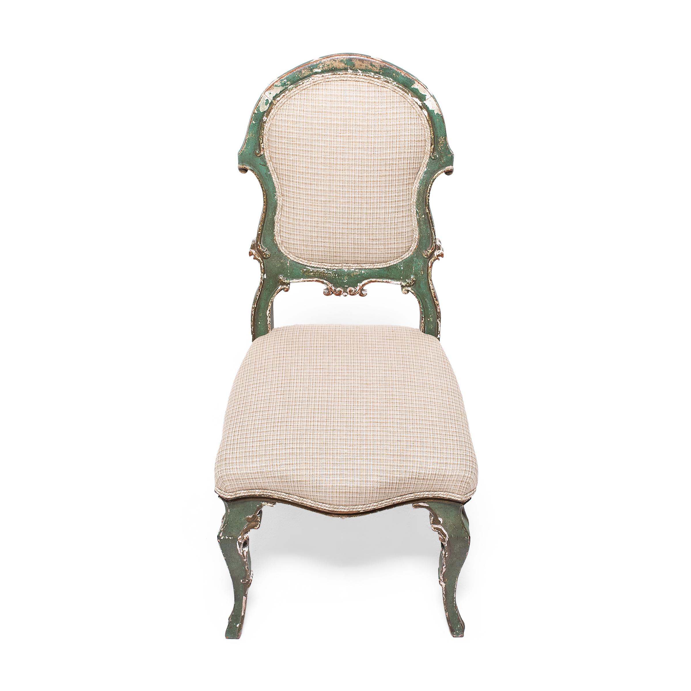 Set of Six Italian Painted Dining Chairs, C. 1800 1