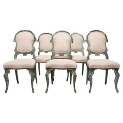 Set of Six Italian Painted Dining Chairs, C. 1800
