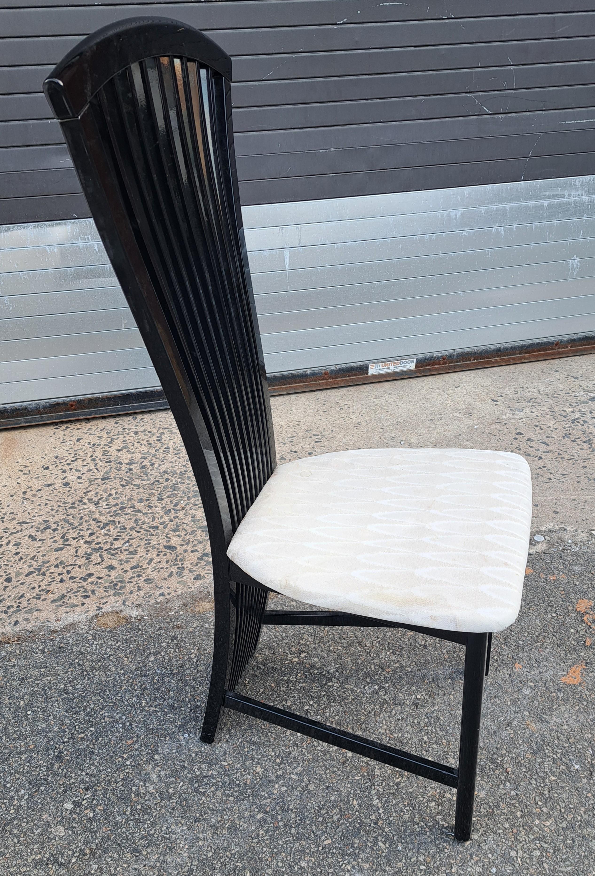 Set of Six Italian Pietro Costantini Style Black Dining Chairs In Good Condition For Sale In East Freetown, MA